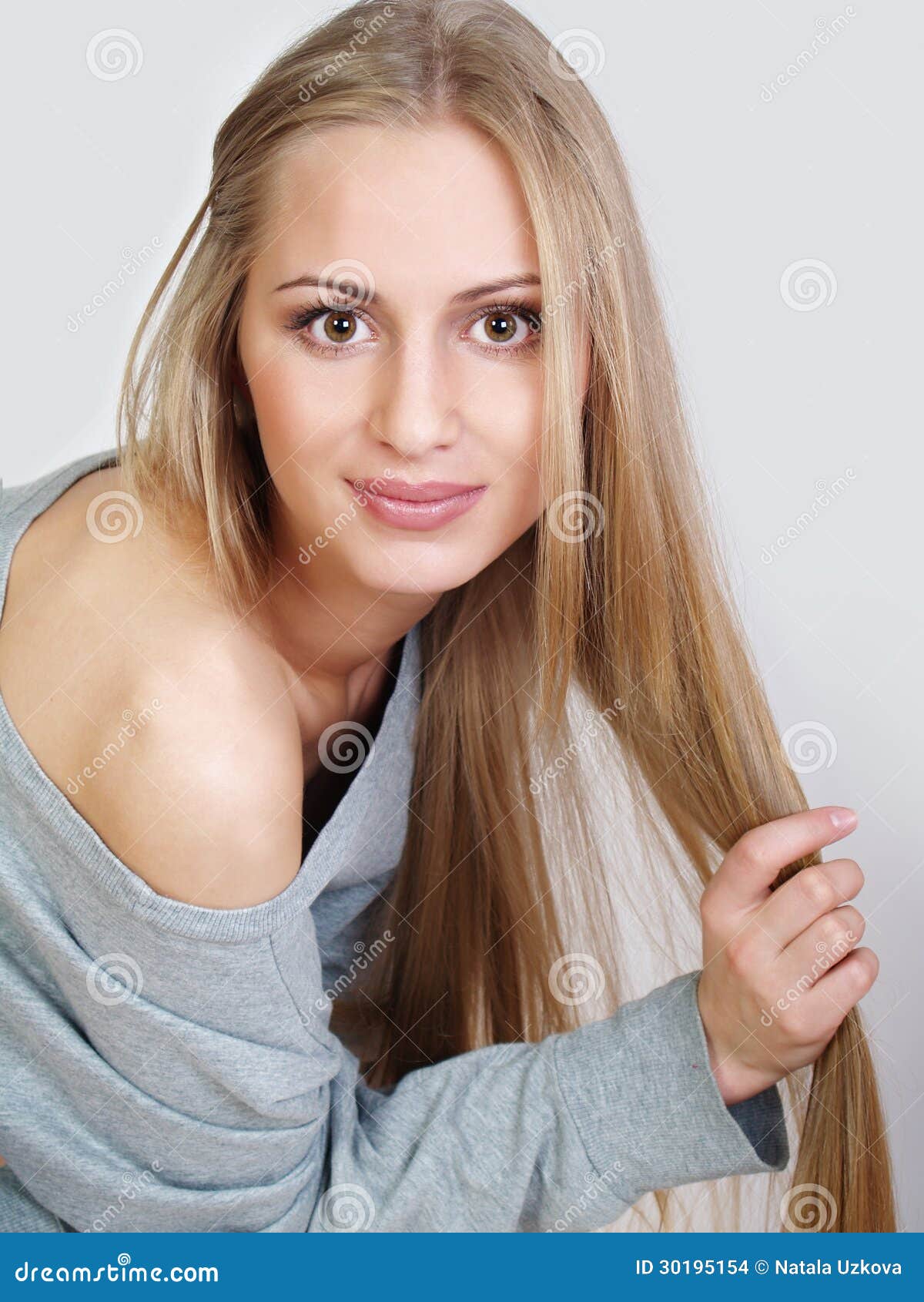 Smiling Girl with a Long Fair Hair Stock Photo - Image of eyes, elegant:  30195154