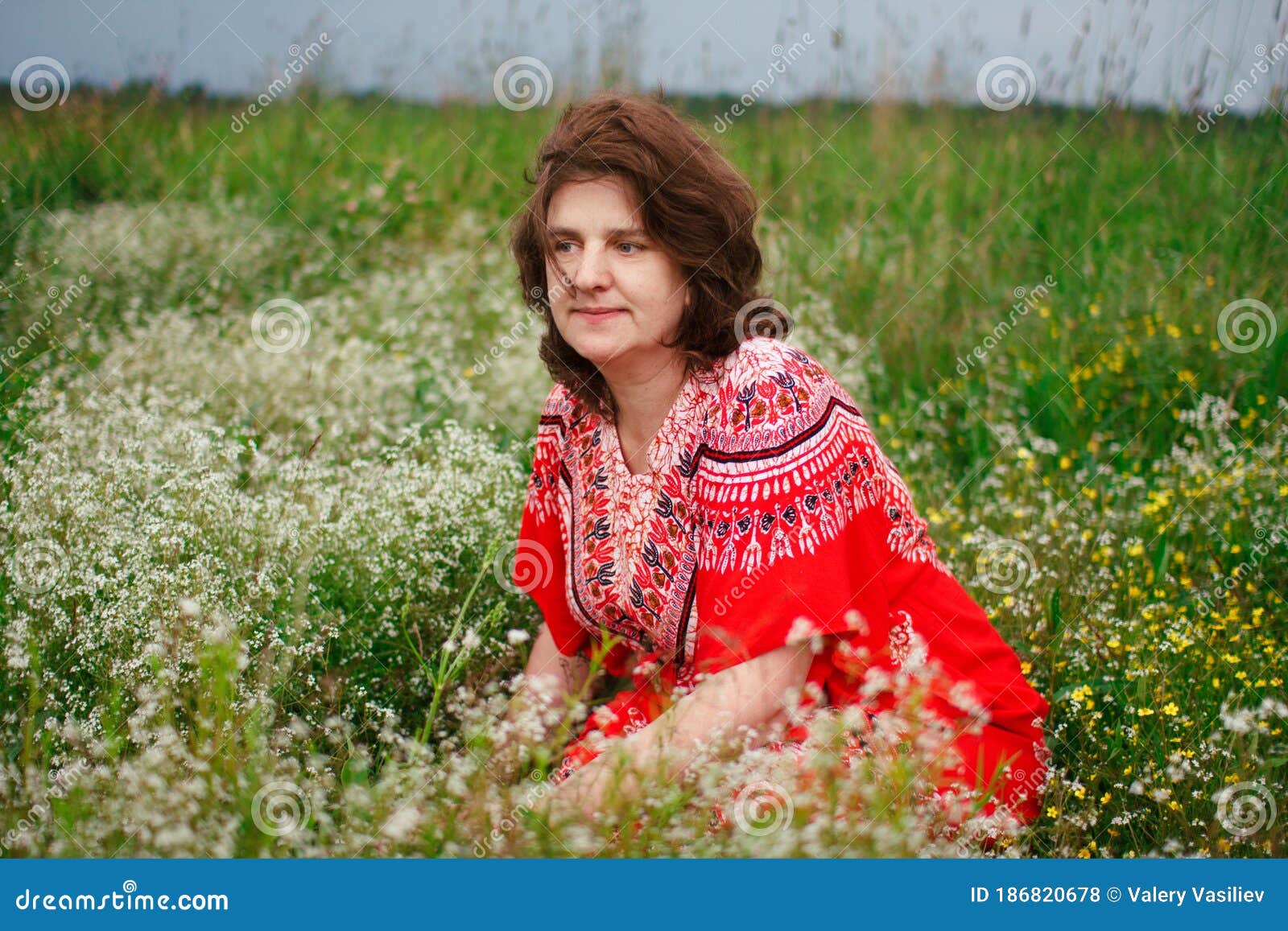 Portrait Smiling Happy Old Elderly Woman Having Fun, Walking in a Field ...