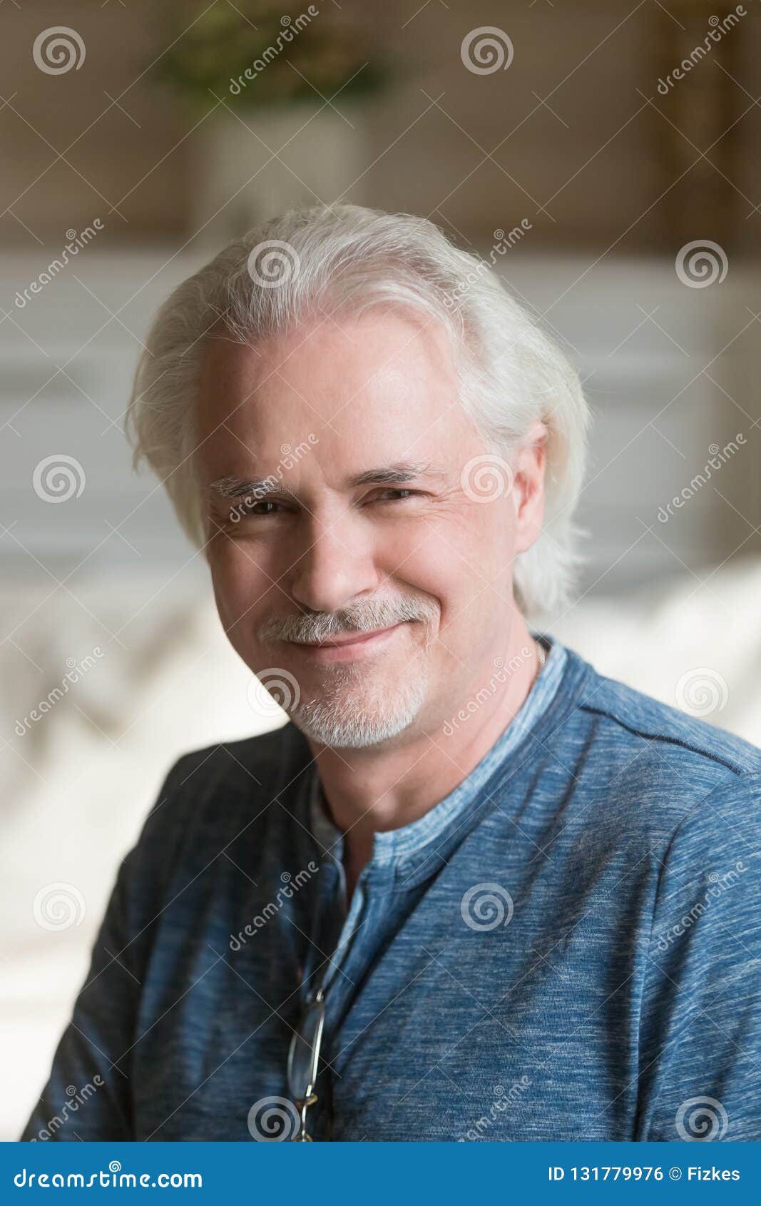 Portrait of Smiling Senior Moustache Man Posing for Picture Stock Photo ...