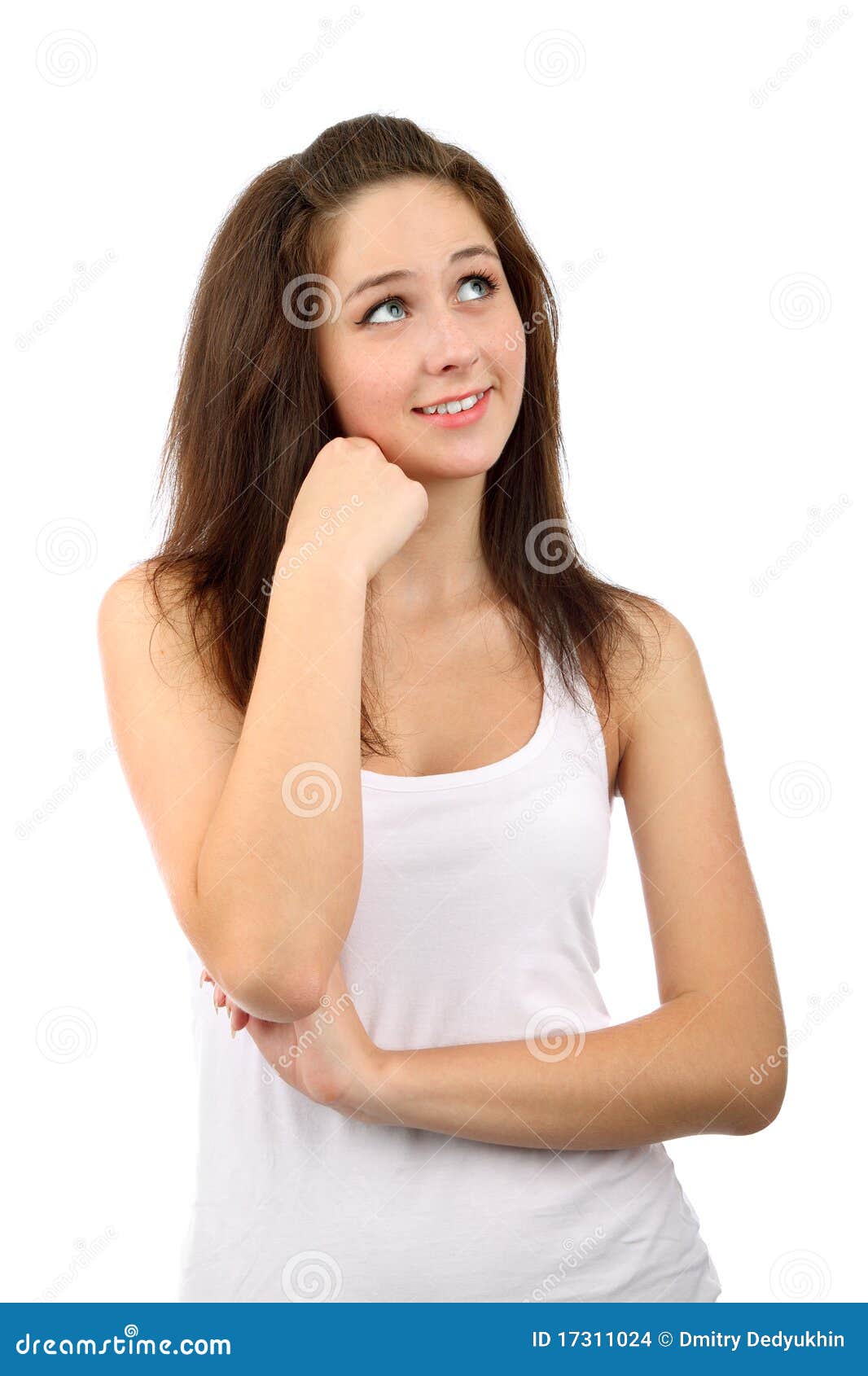 Portrait of a Smiling Thinking Woman Stock Photo - Image of smiling ...