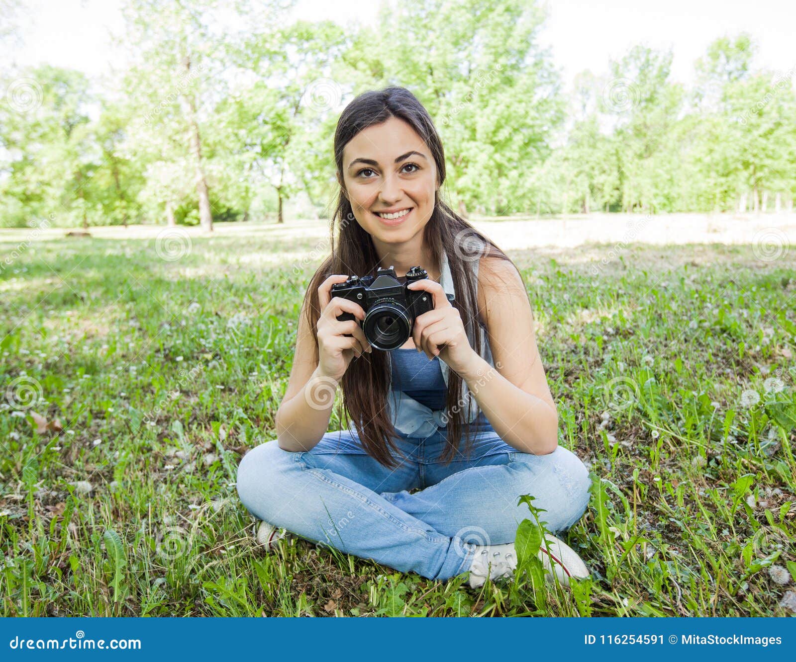 Young Woman Amateur Photographer Outdoor Stock Image