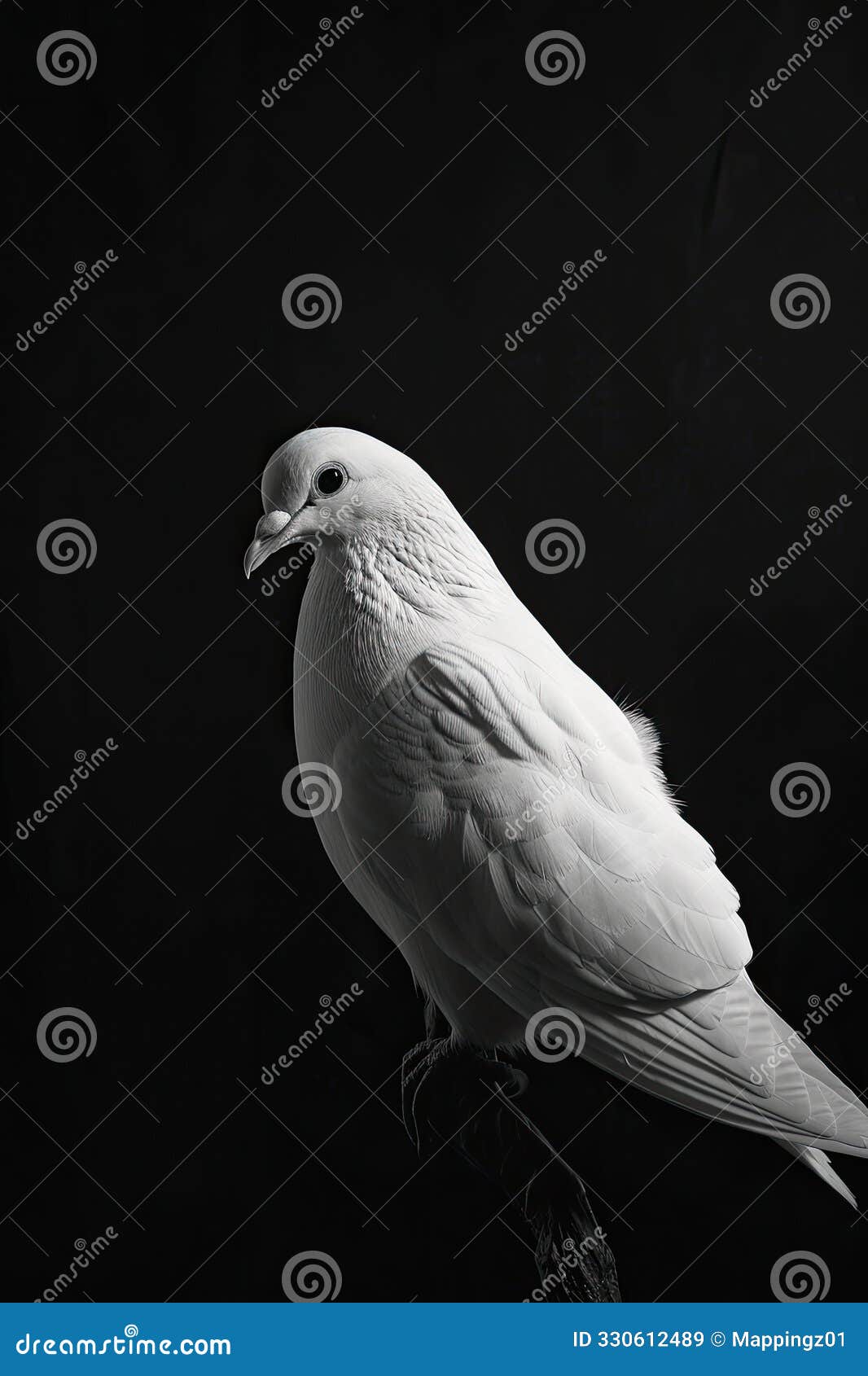 Portrait Studio Photograph of White Dove Black and White Stock ...