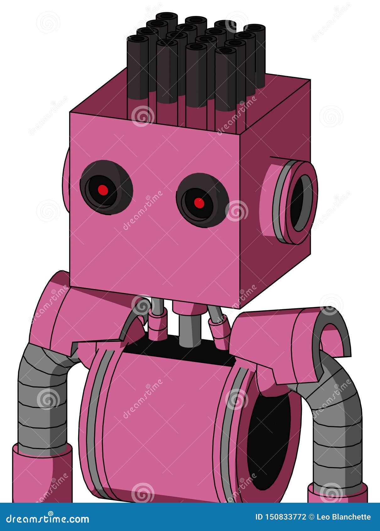 crédito Estación Carne de cordero Pink Robot with Box Head and Black Glowing Red Eyes and Pipe Hair Stock  Illustration - Illustration of retro, squared: 150833772