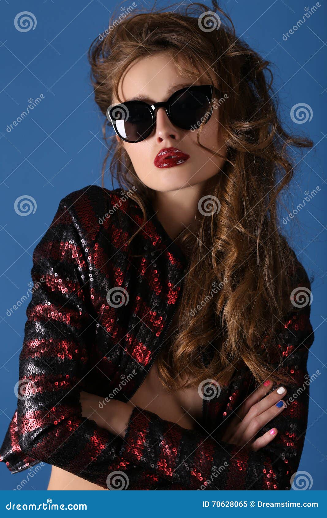 Portrait Of Stylish Brunette Female Model In Sunglasses Stock Image 