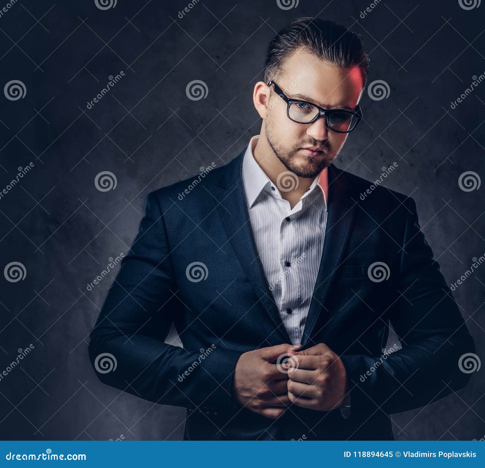 Portrait of a Stylish Businessman with Serious Face in an Elegant ...