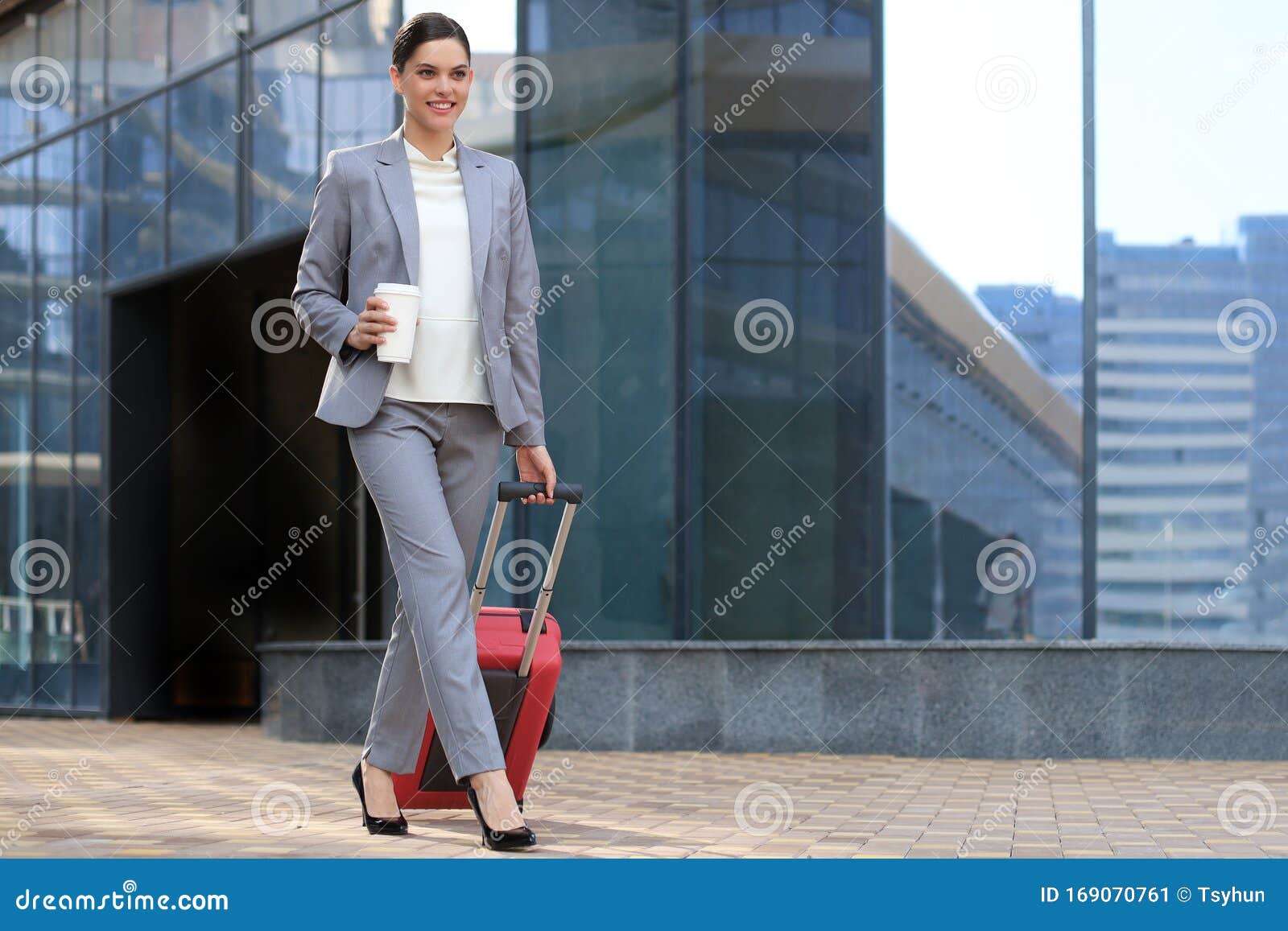 Portrait of Successful Business Woman Traveling with Case at Airport ...