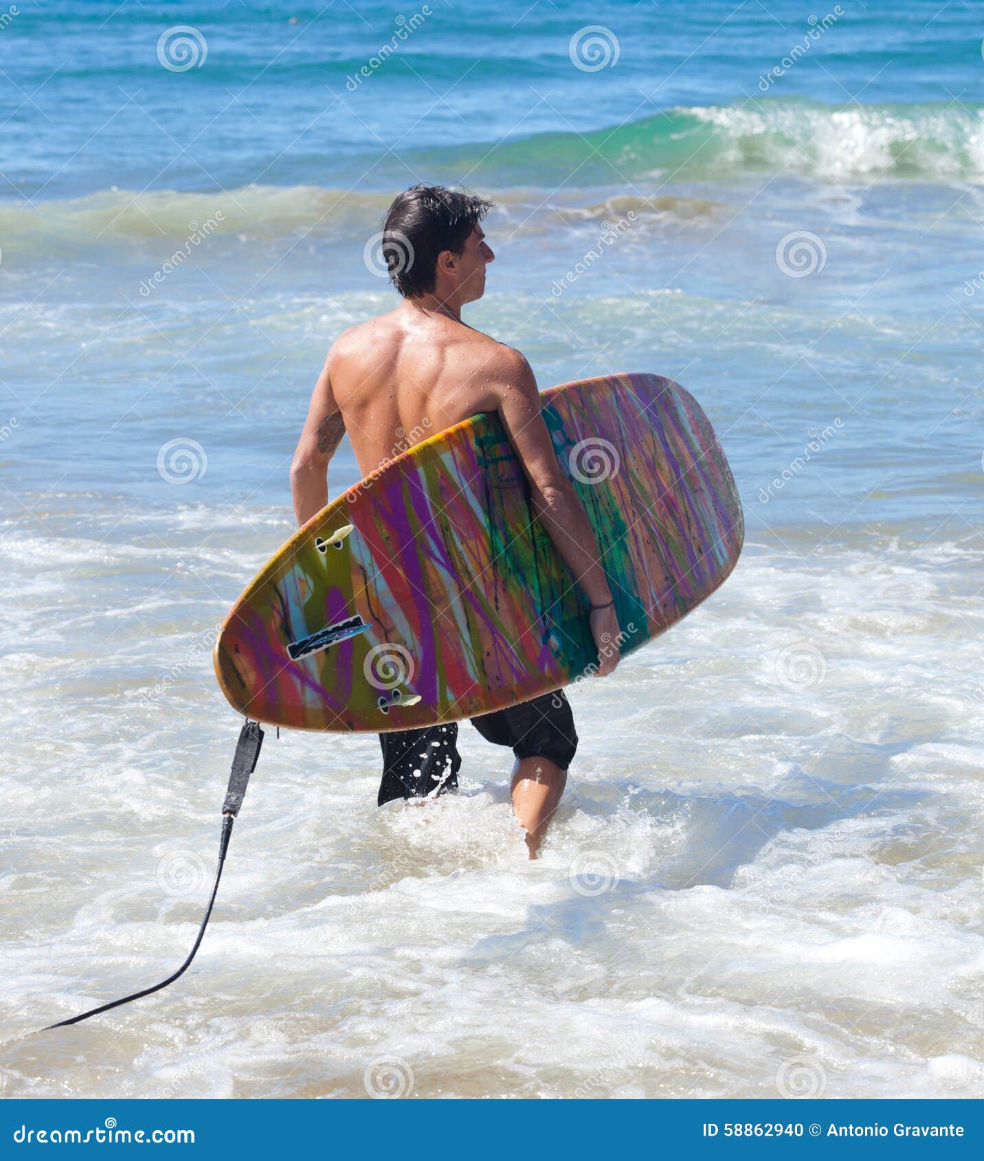 Portrait of Surfer with Longboard Stock Photo - Image of crest ...