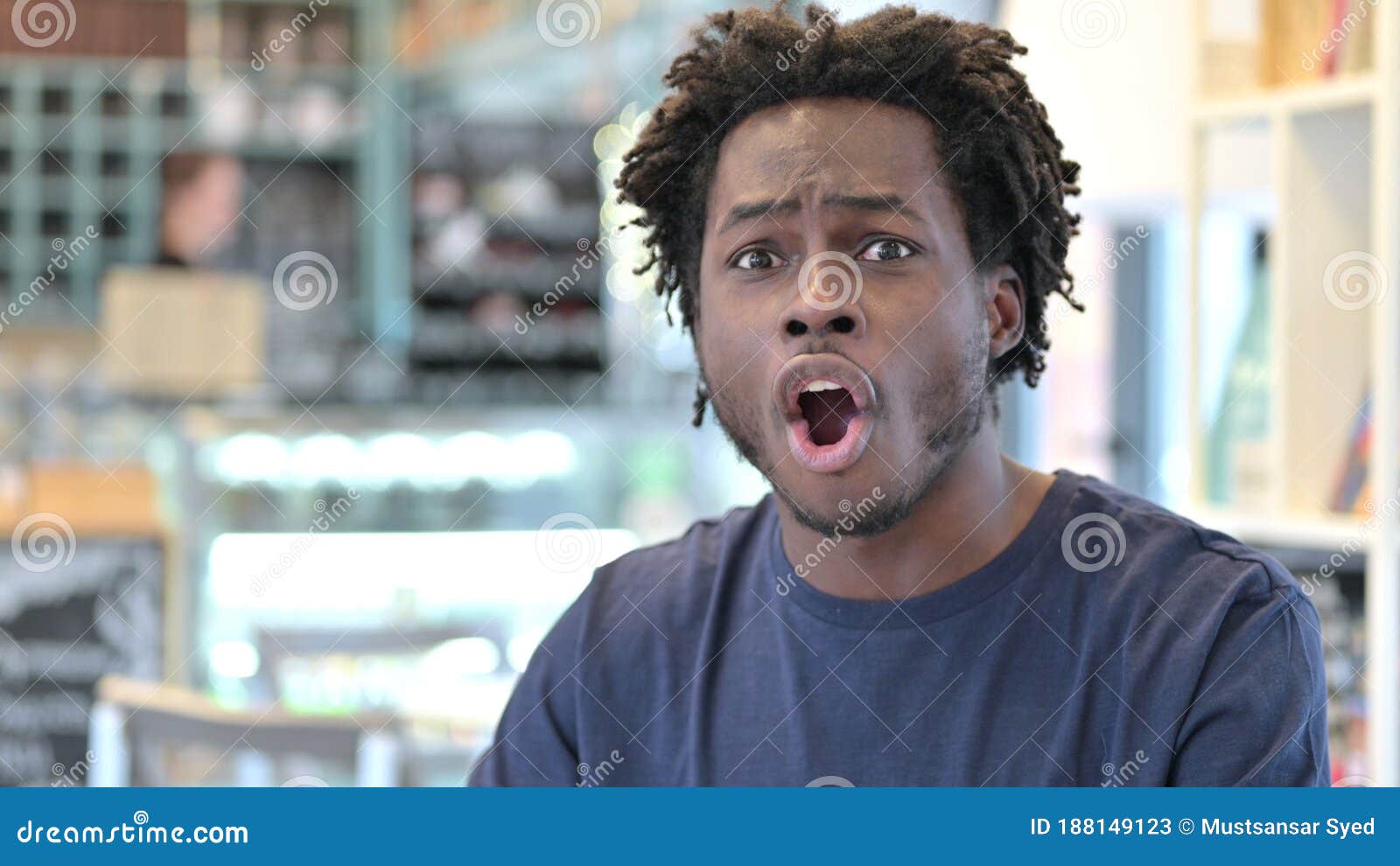 Portrait Of Surprised African Man In Shock Stock Image Image Of Disbelief Shock 188149123