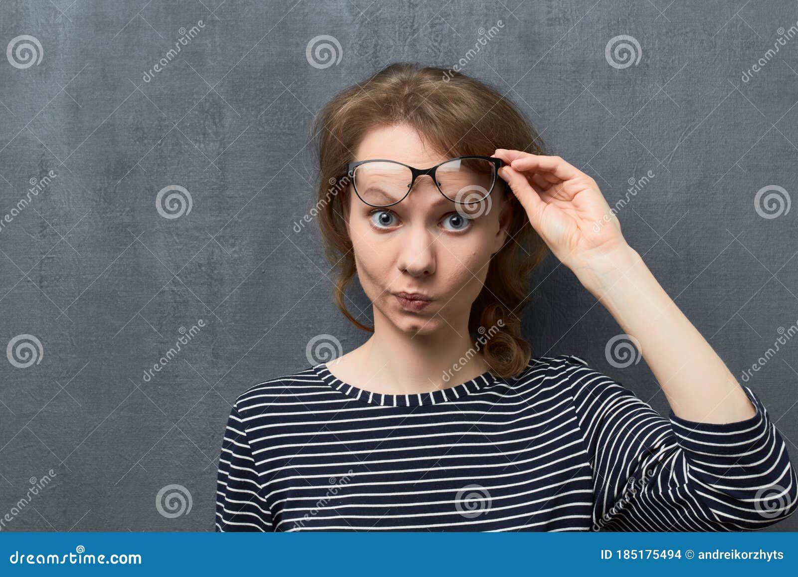 Portrait Of Surprised Girl With Glasses Stock Photo Image Of Embarrassed Background