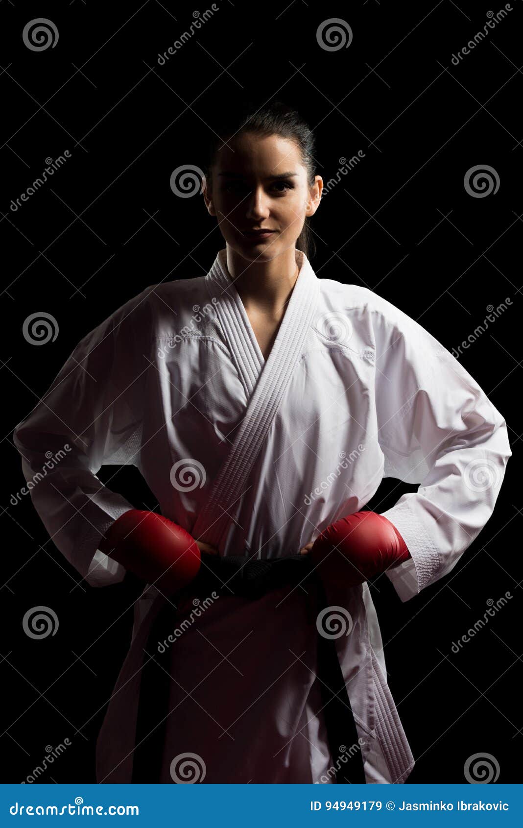 Portrait Taekwondo Fighter Pose Isolated on Black Background Stock ...
