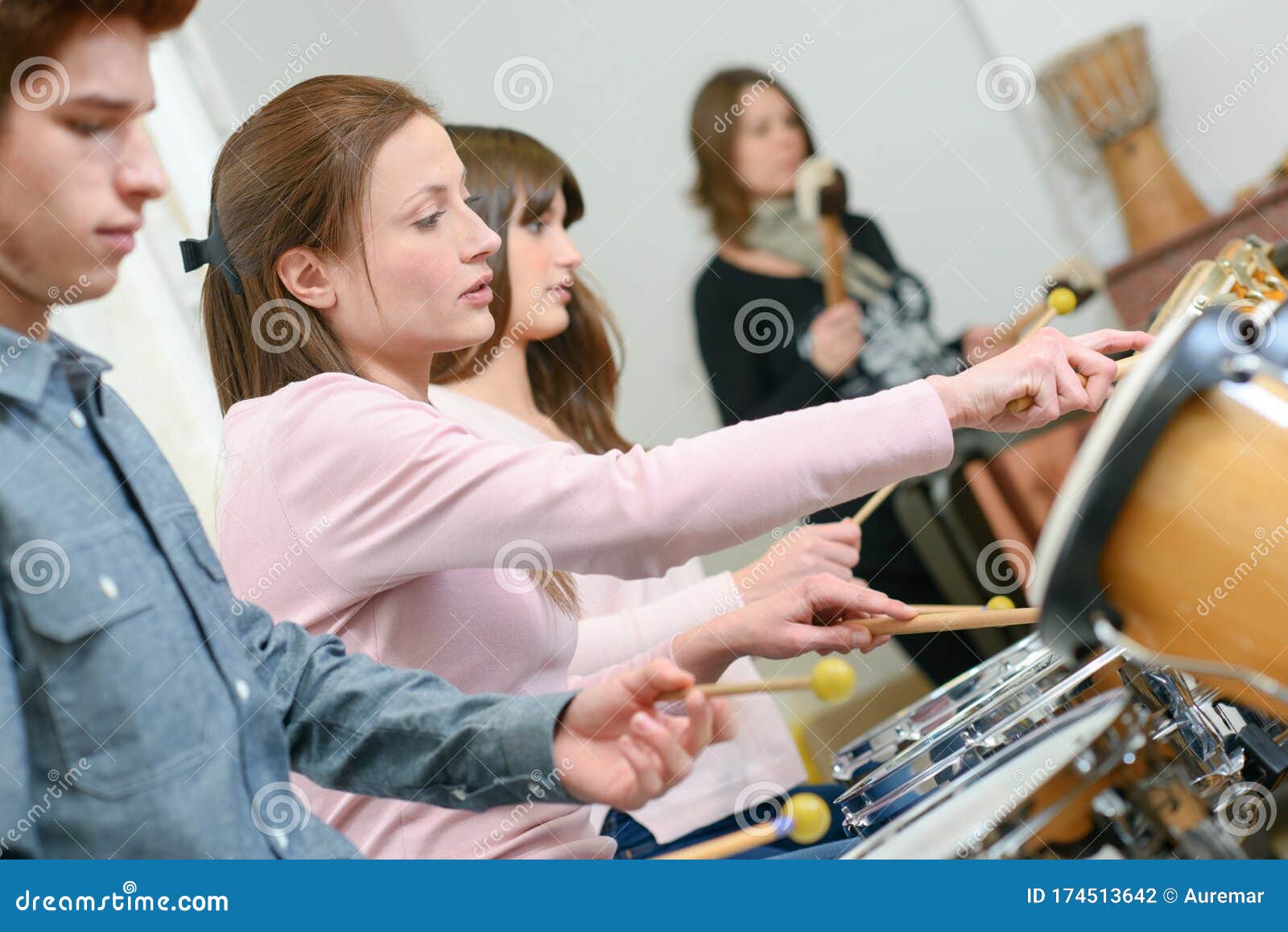 Portrait Teacher during Percussion Lesson Stock Photo Image of
