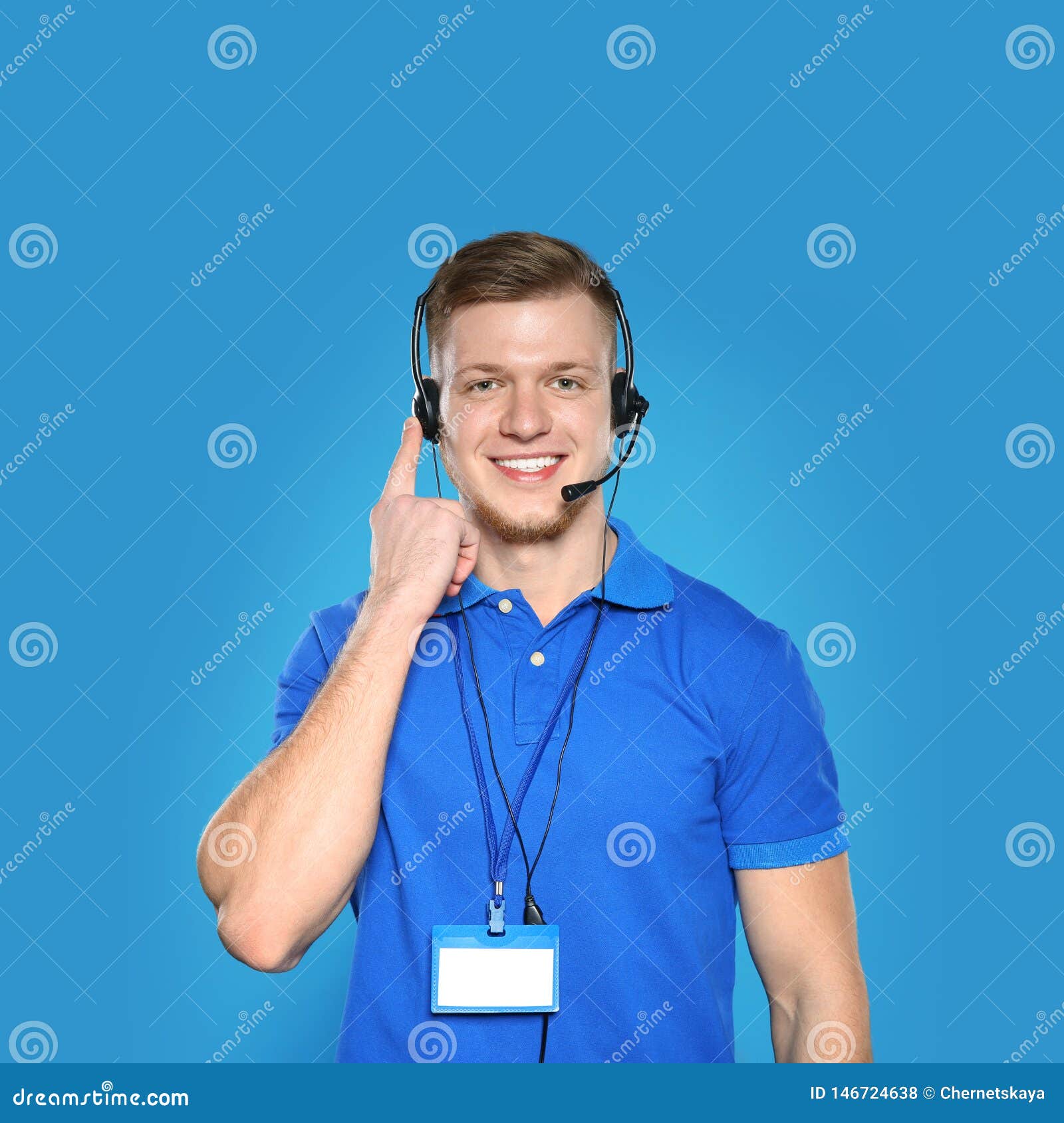 portrait of technical support operator with headset