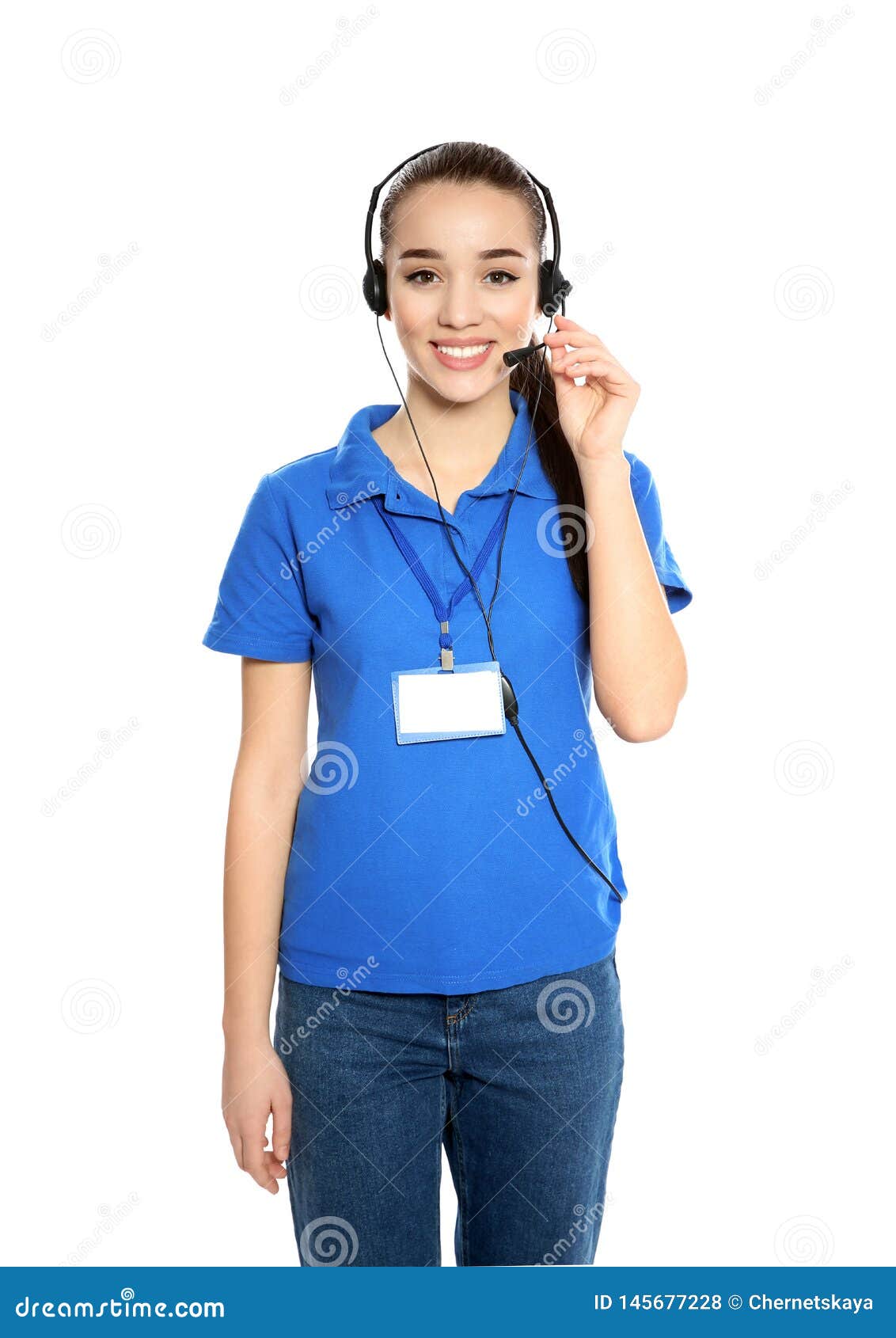 Portrait of Technical Support Operator with Headset Stock Photo Image