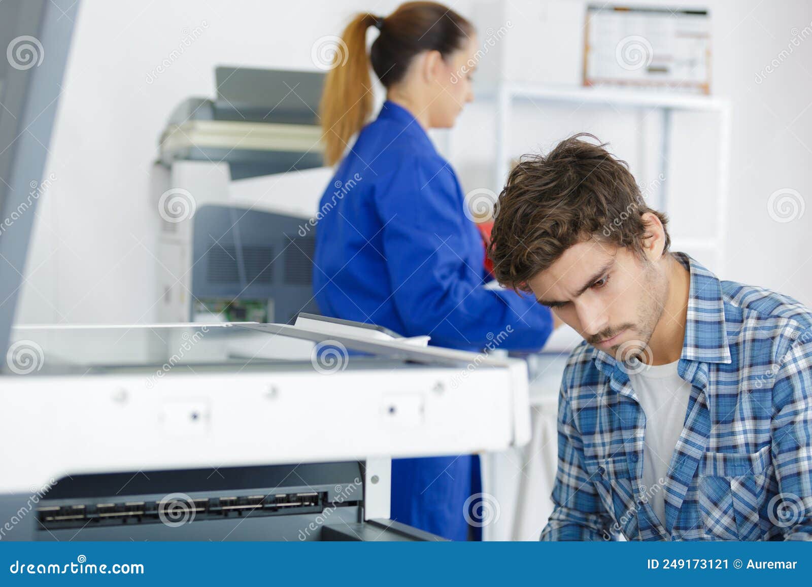 Portrait Technician by Office Photocopier Stock Image Image of