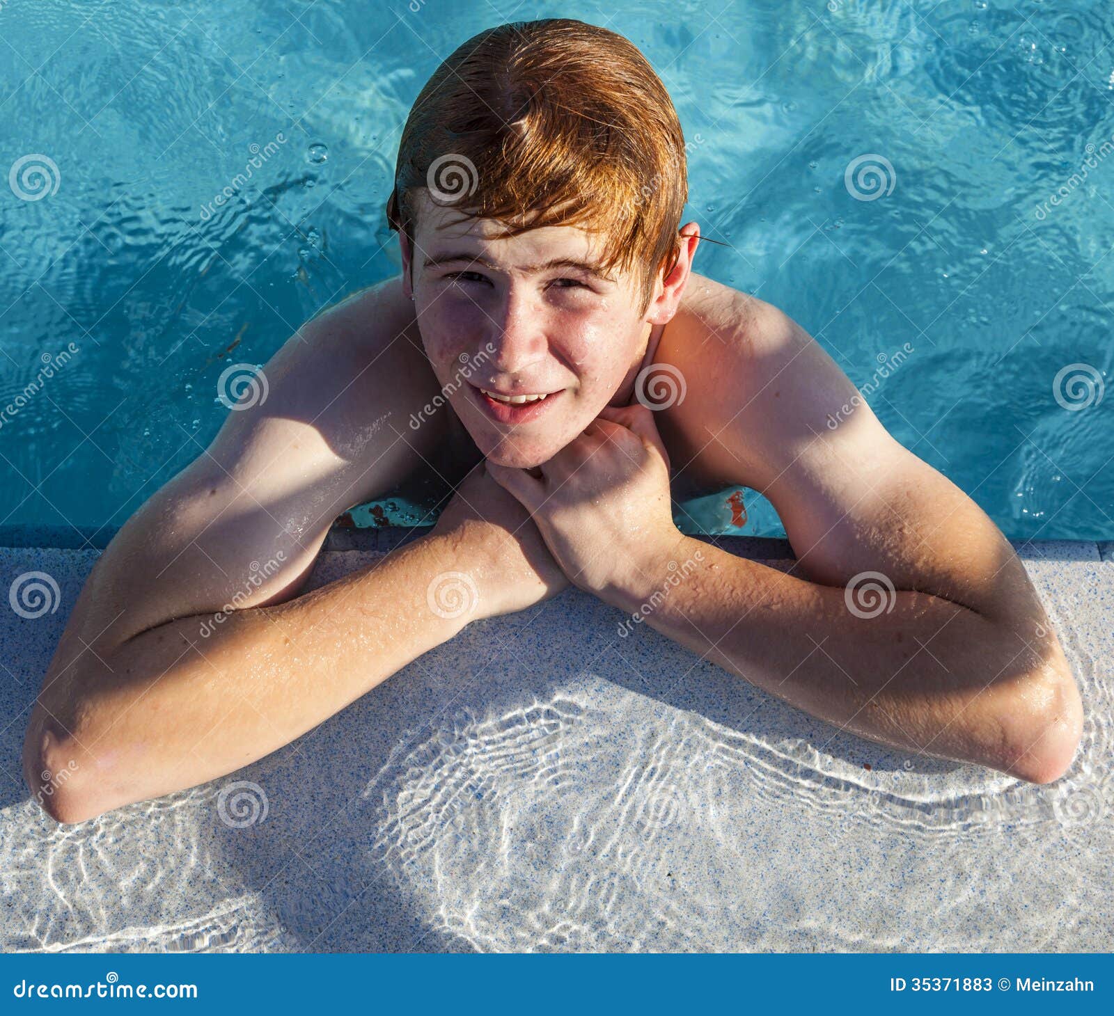 Portrait Of A Teen Boy In The Pool Stock Image Image O