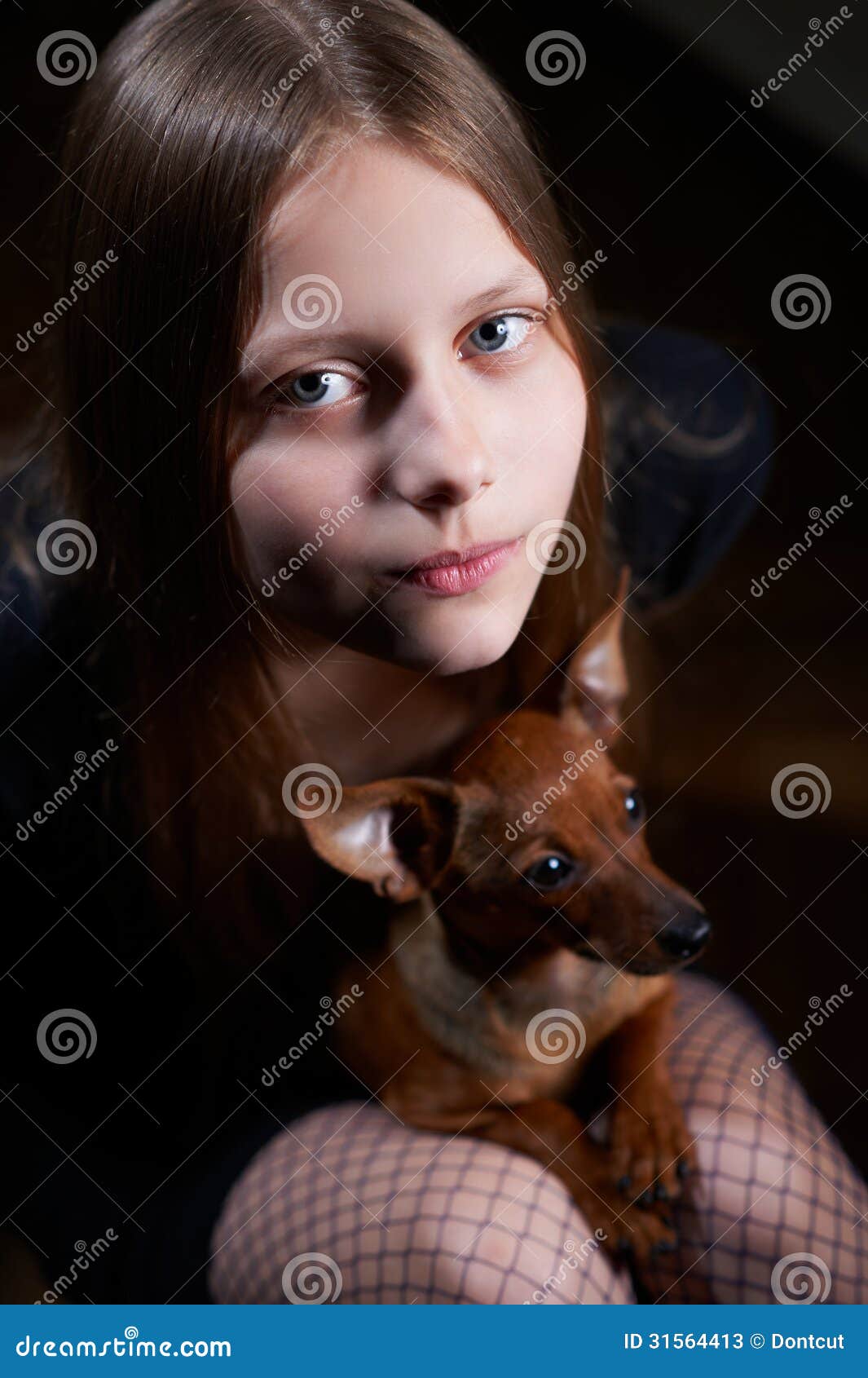 Portrait Of A Teen Girl With Dog Stock Photos Image 315644