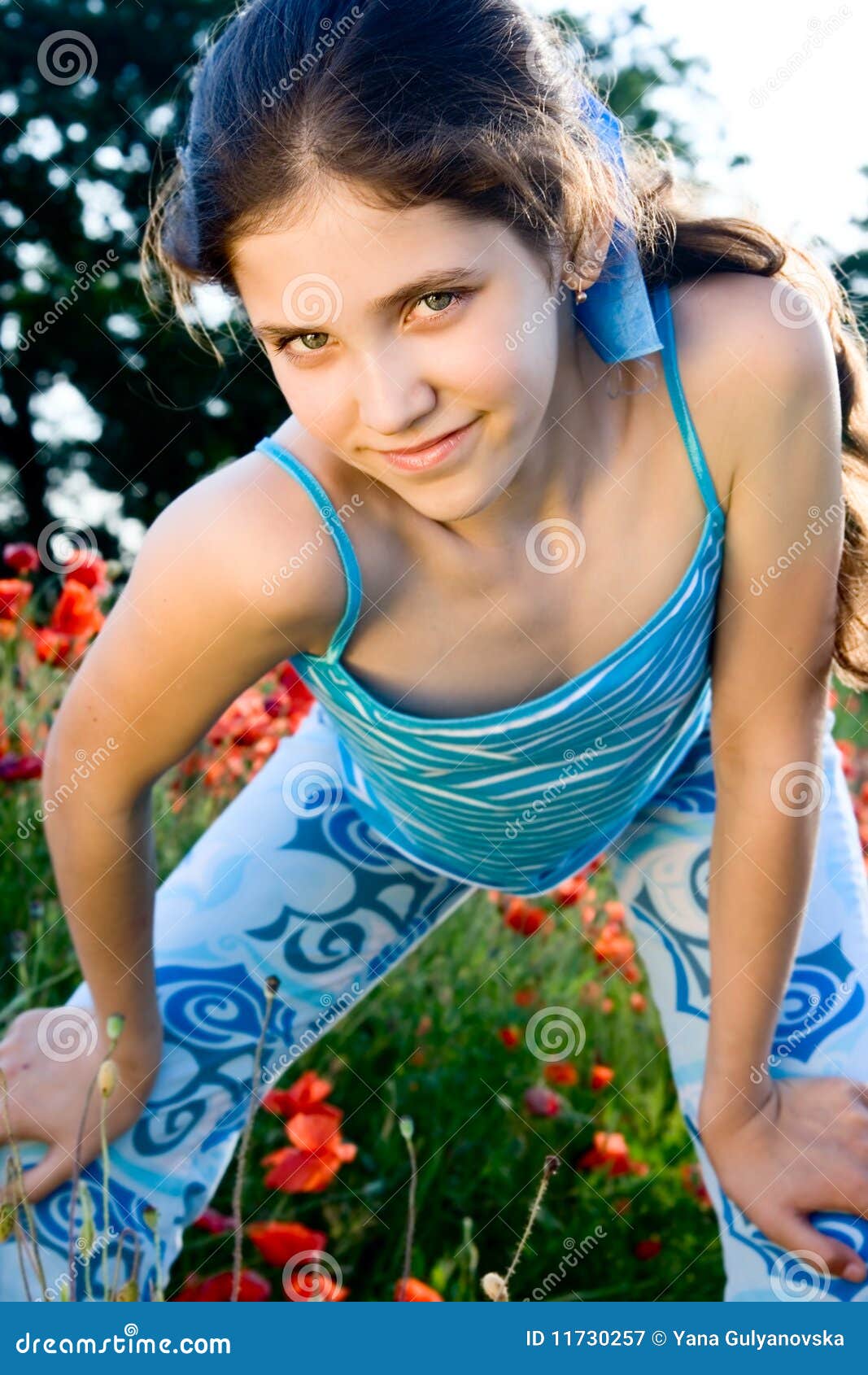 Portrait Teen Girl With Poppy Stock Image Image Of