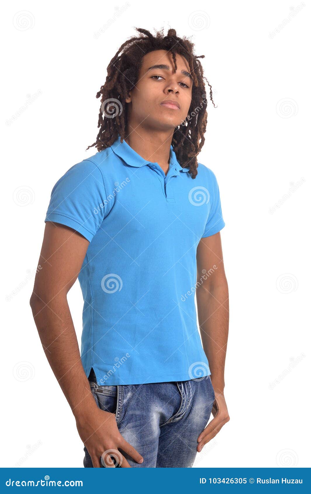Teenage Boy In Blue Shirt Stock Image Image Of Isolated 103