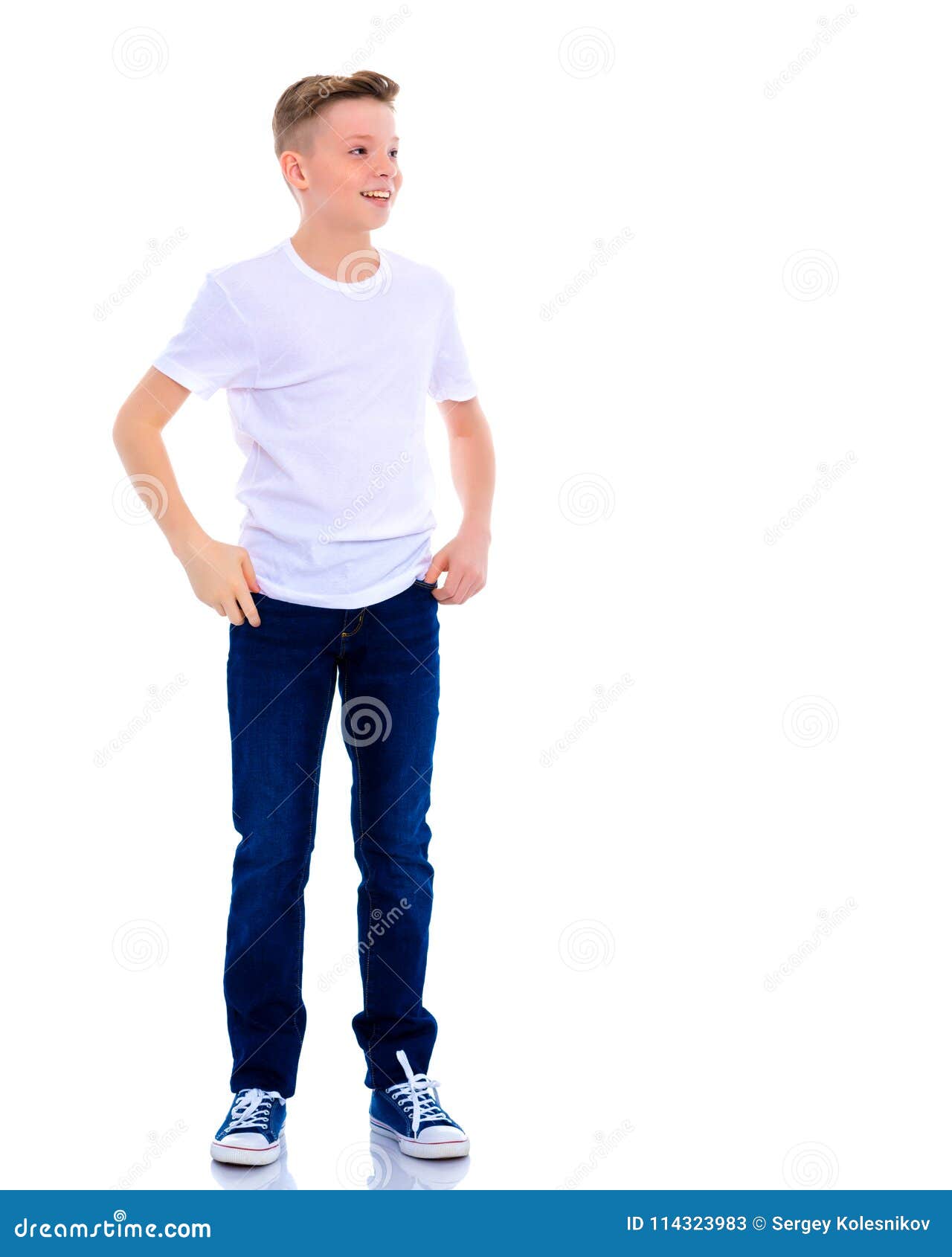 Portrait of a Teenager Boy in Full Growth. Stock Image - Image of ...