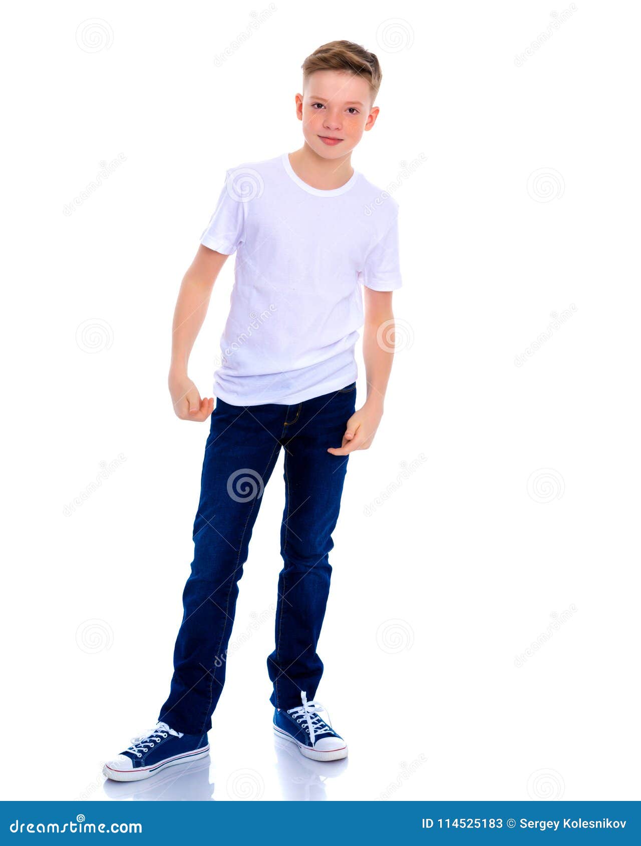 Portrait of a Teenager Boy in Full Growth. Stock Image - Image of ...