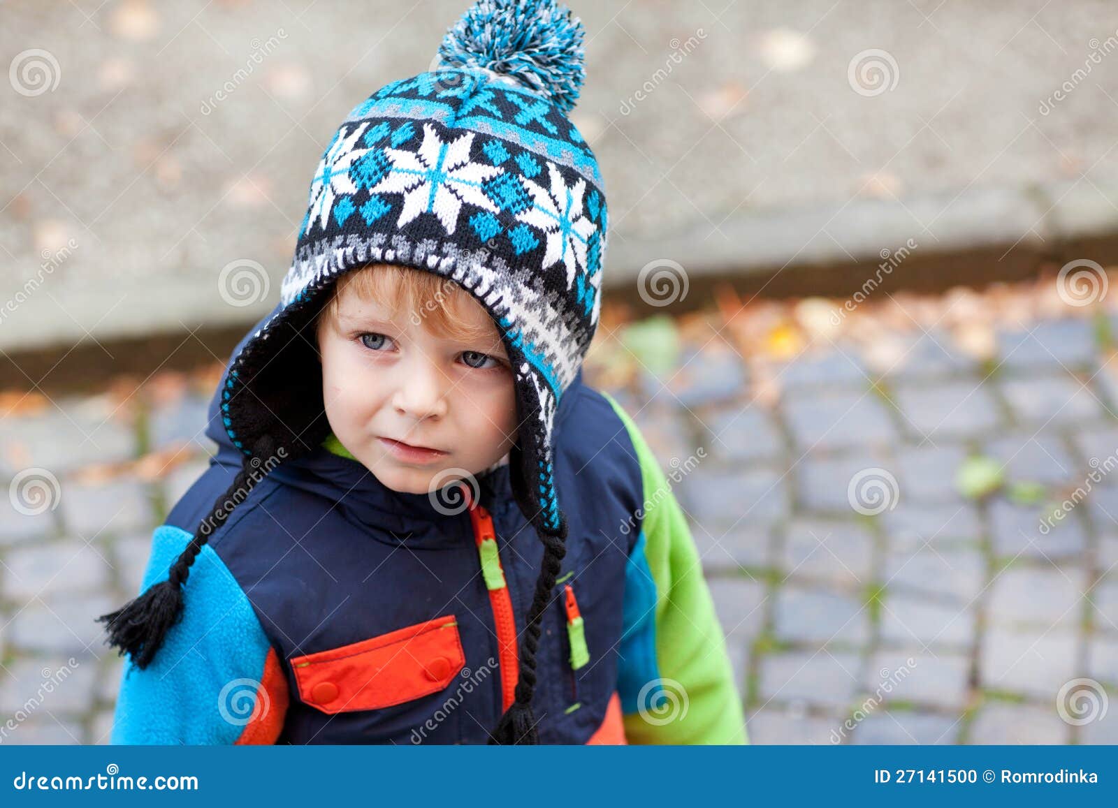 Portrait of Toddler Boy in Winter Clothes Stock Photo Image of child