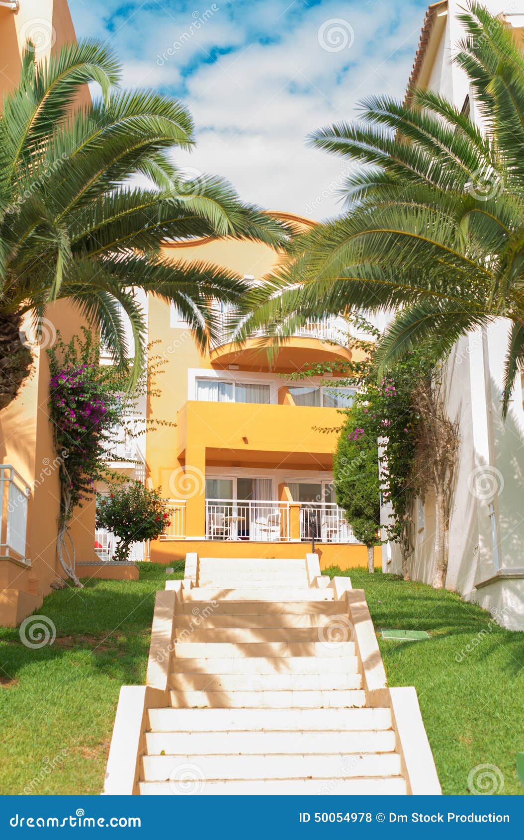 Portrait of Tropical Apartment Building. Stock Photo Image of flat