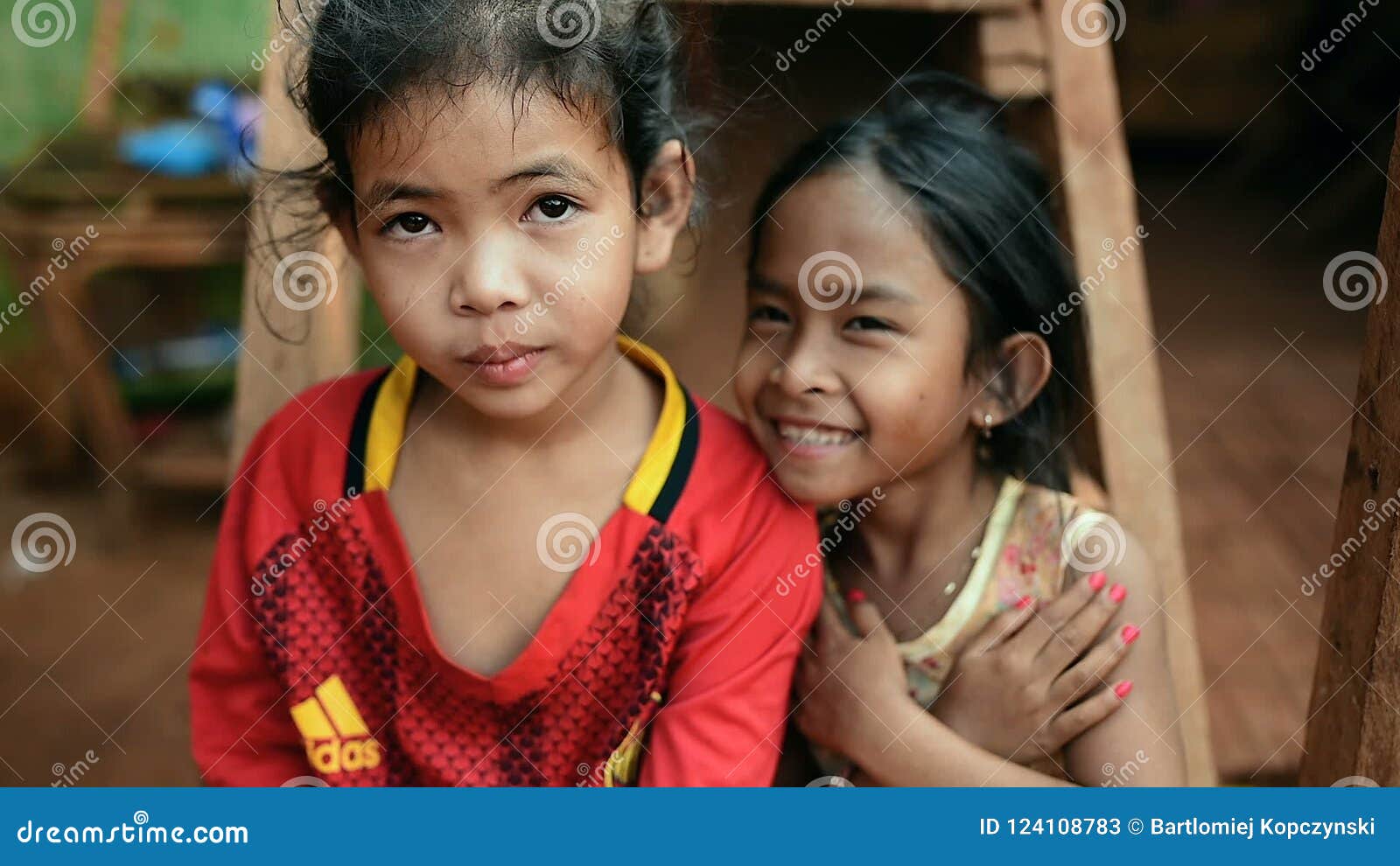 Portrait of Two Adorable Cambodian Girls Smiling Stock Video - Video of ...