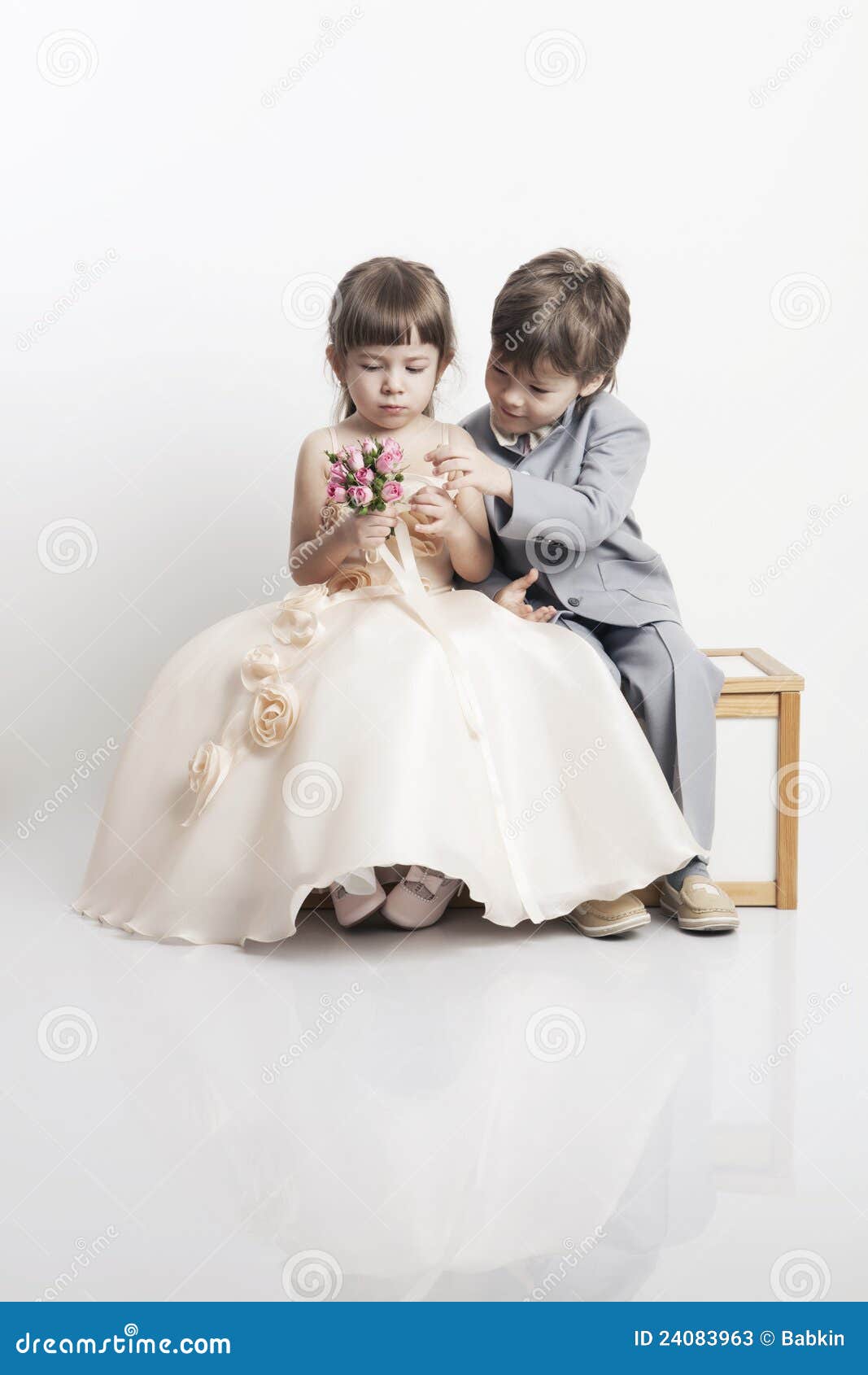 Portrait Of Two Beautiful Little Boy And Girl Stock Photos - Image