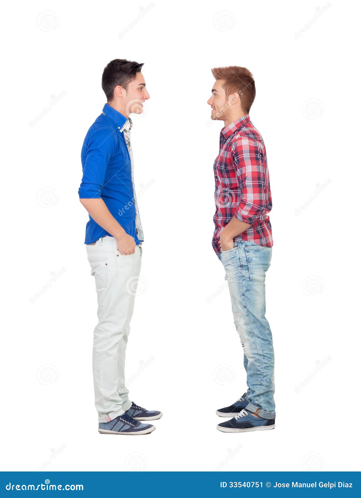 Portrait of Two Brothers Face To Face Stock Image - Image of ...