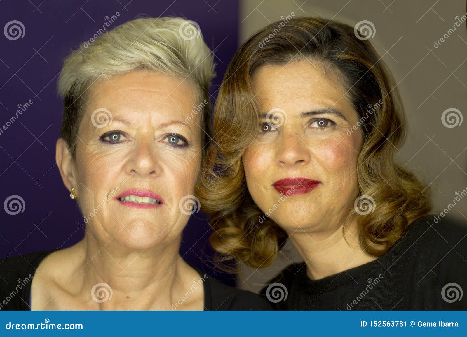 Portrait of Two Mature Women with Different Hair Style Stock Image - Image  of face, senior: 152563781