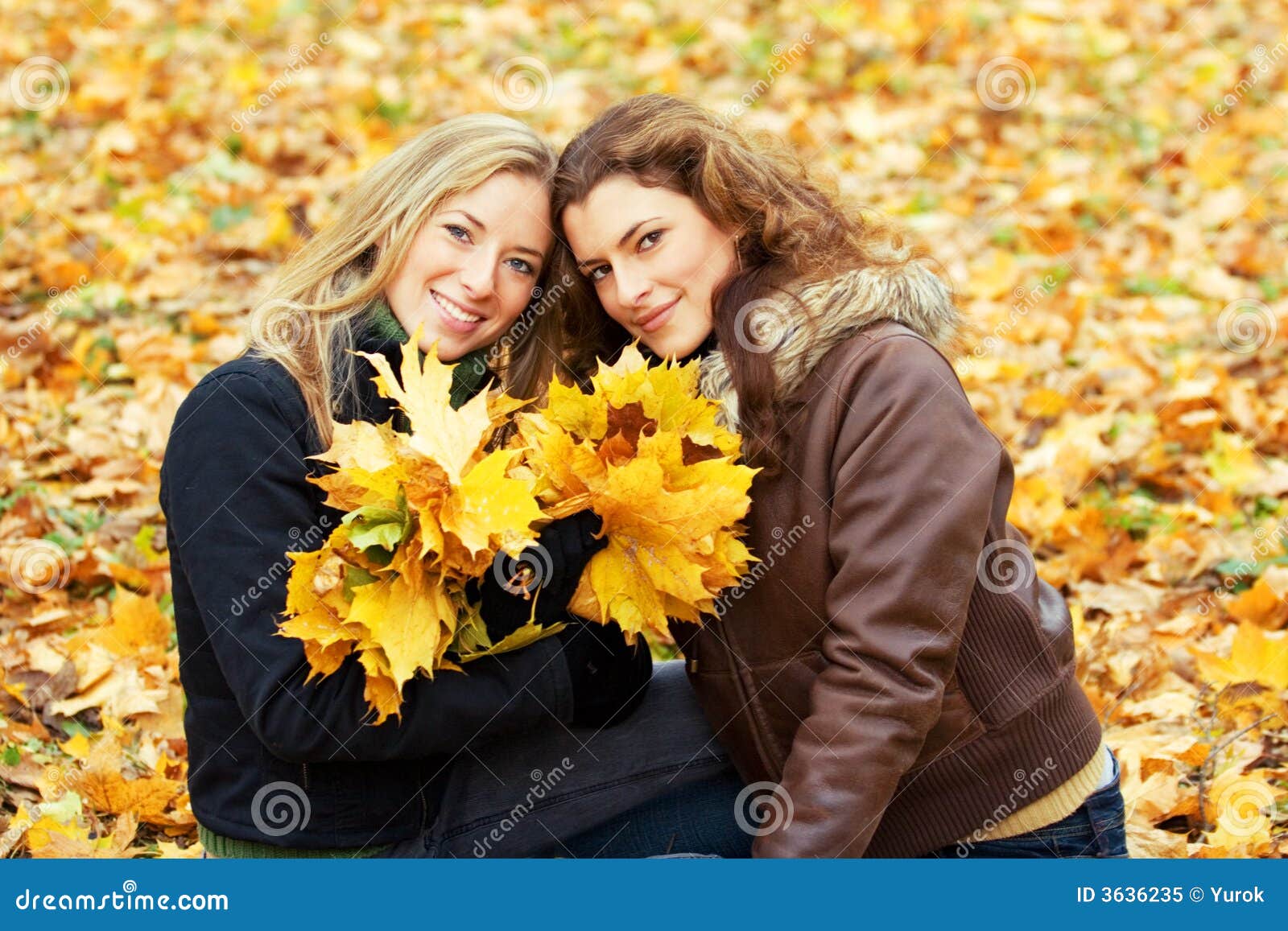 Portrait of Two Young Women Stock Image - Image of active, leaf: 3636235