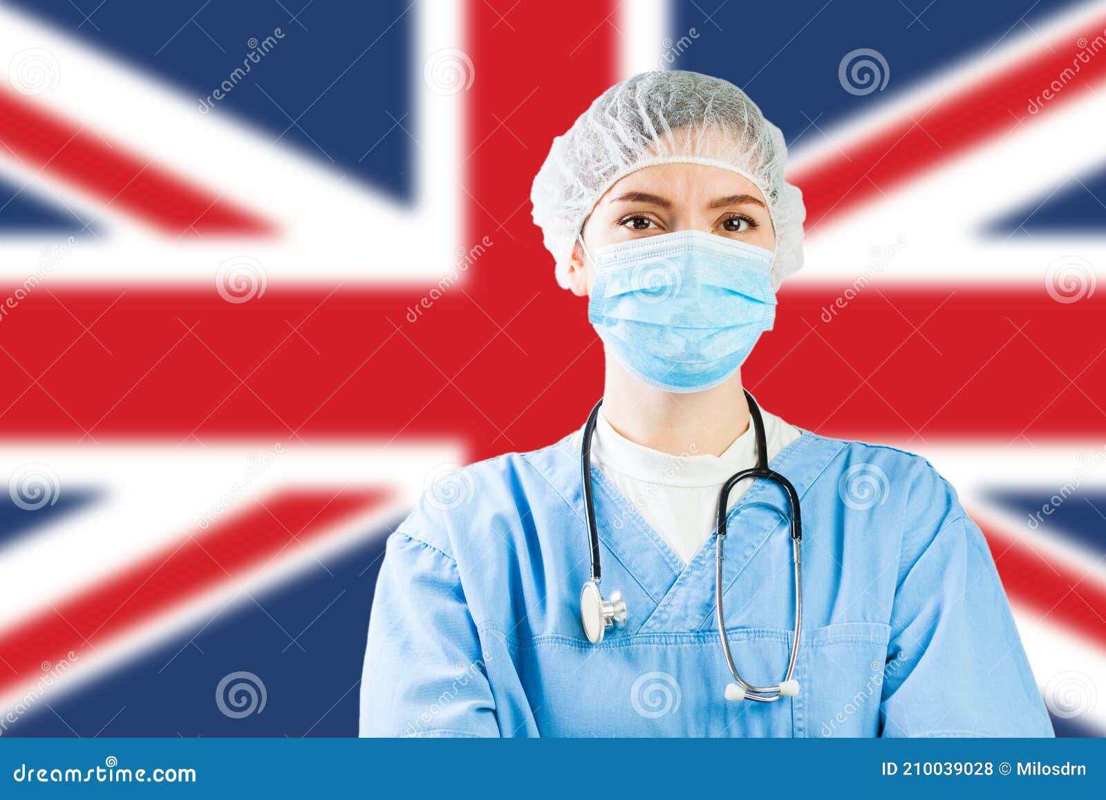 portrait of uk nhs ems caucasian hospital frontline icu gp doctor in ppe personal protective equipment