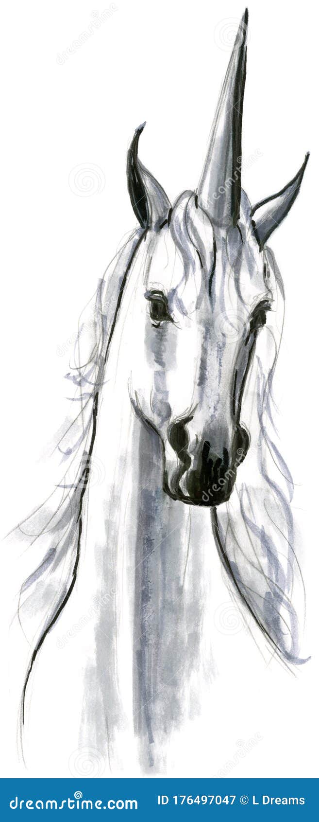 Portrait of a Unicorn stock illustration. Illustration of spiritual