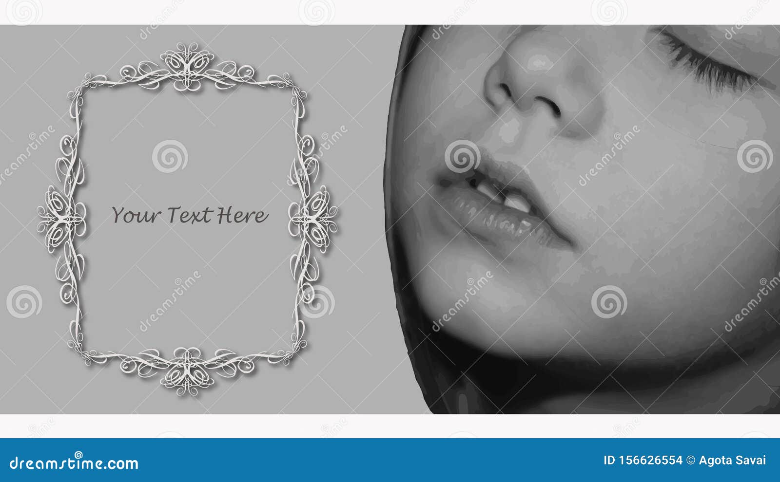 portrait and frame of a pretty little cauasian young girl.