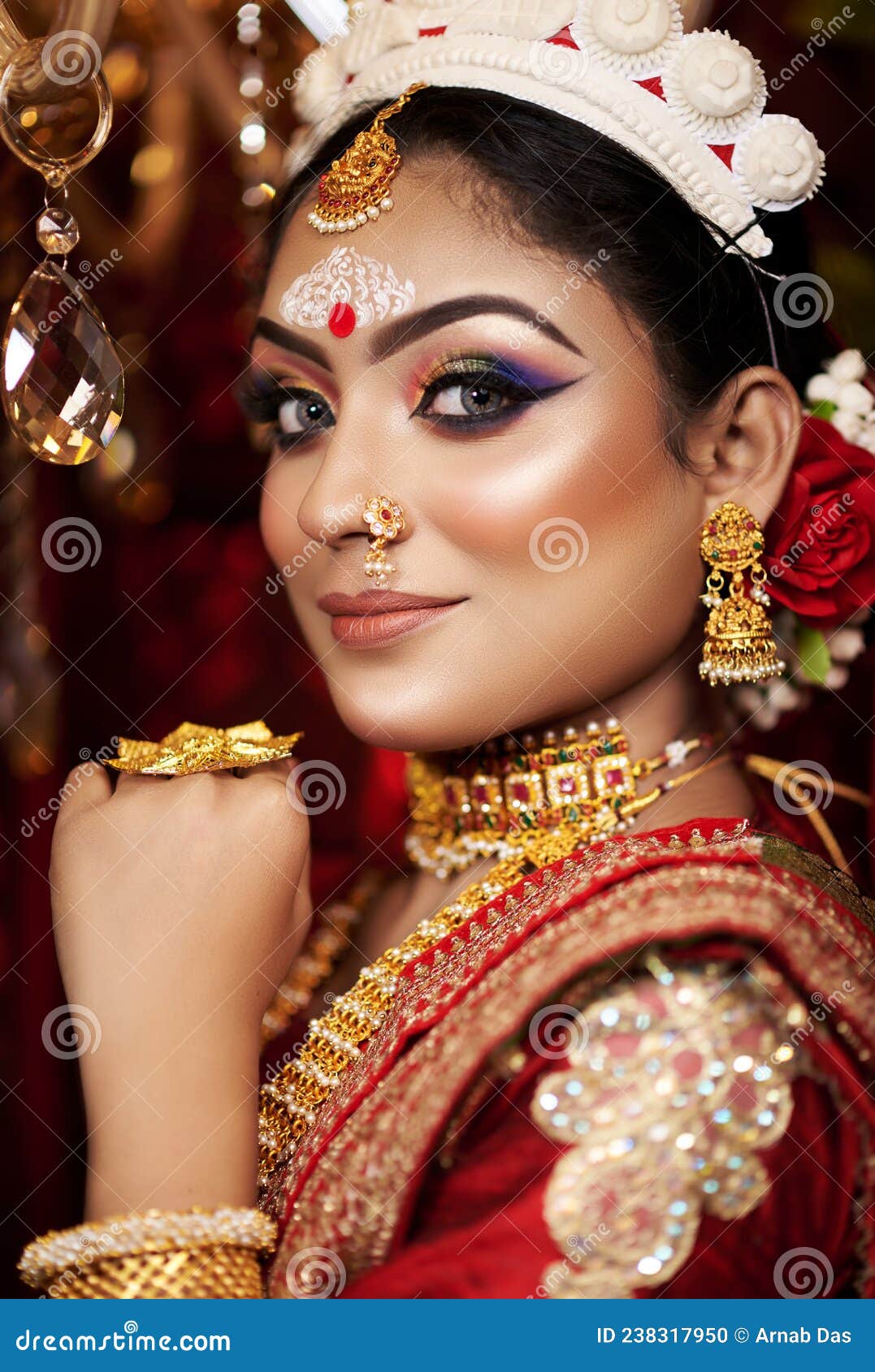 Magnificent Young Indian Bride in Luxurious Bridal Costume with