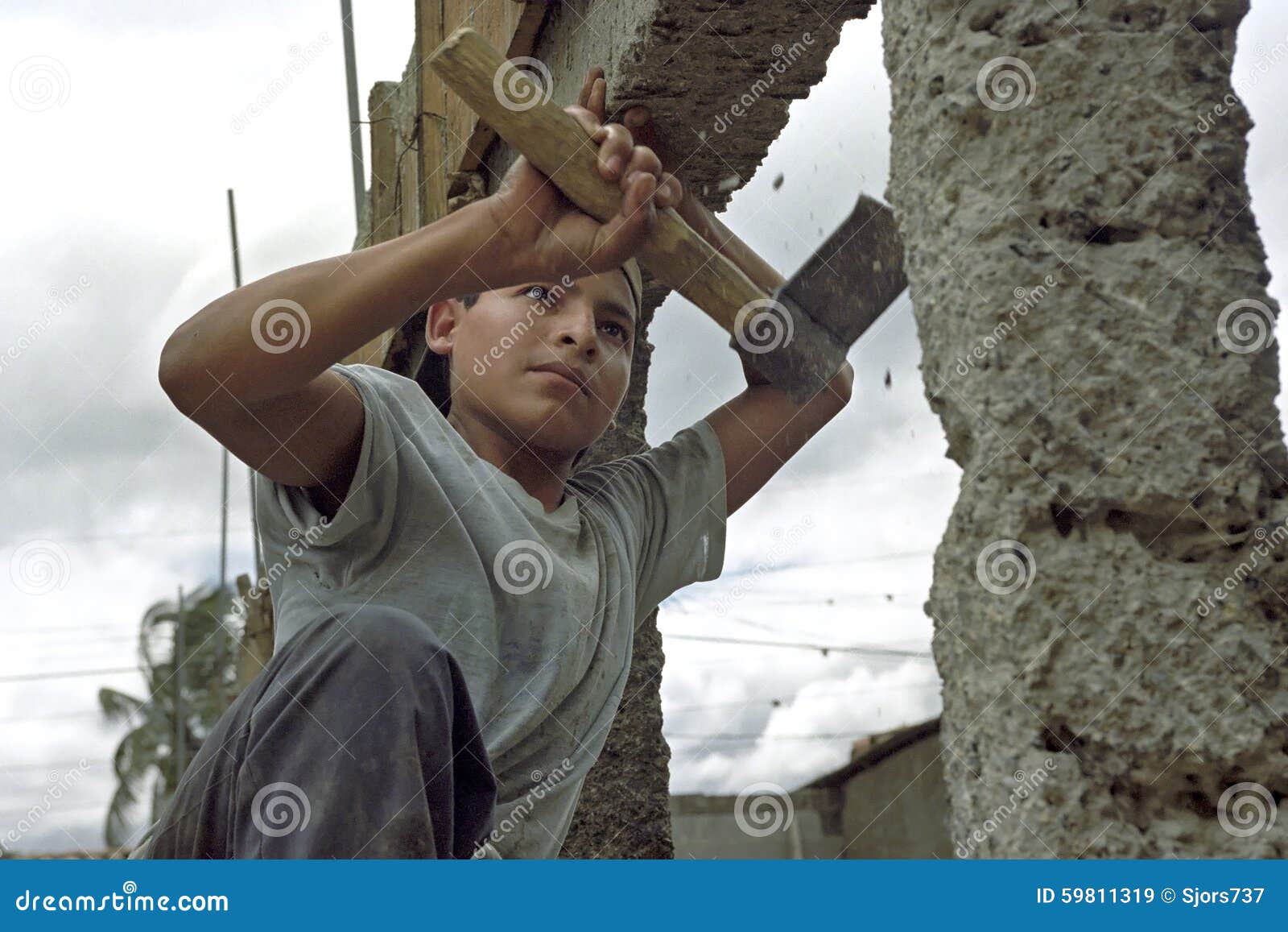 Portrait Very Young Latino Construction Worker Editorial Stock Image