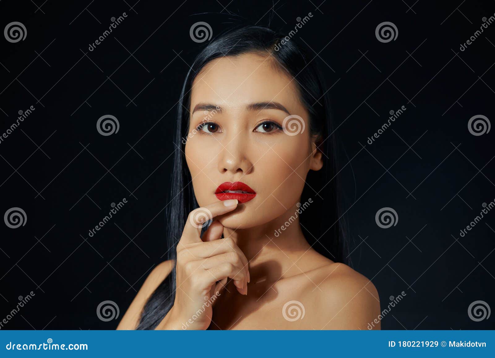 Portrait of Vietnamese Young Woman Looking at the Camera Stoc