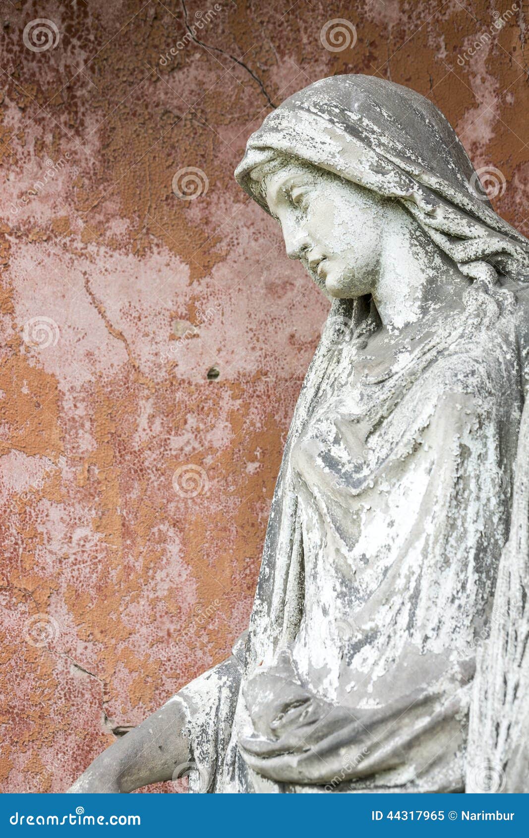 Portrait of a Weathered Sculpture of Maria Stock Image Image of