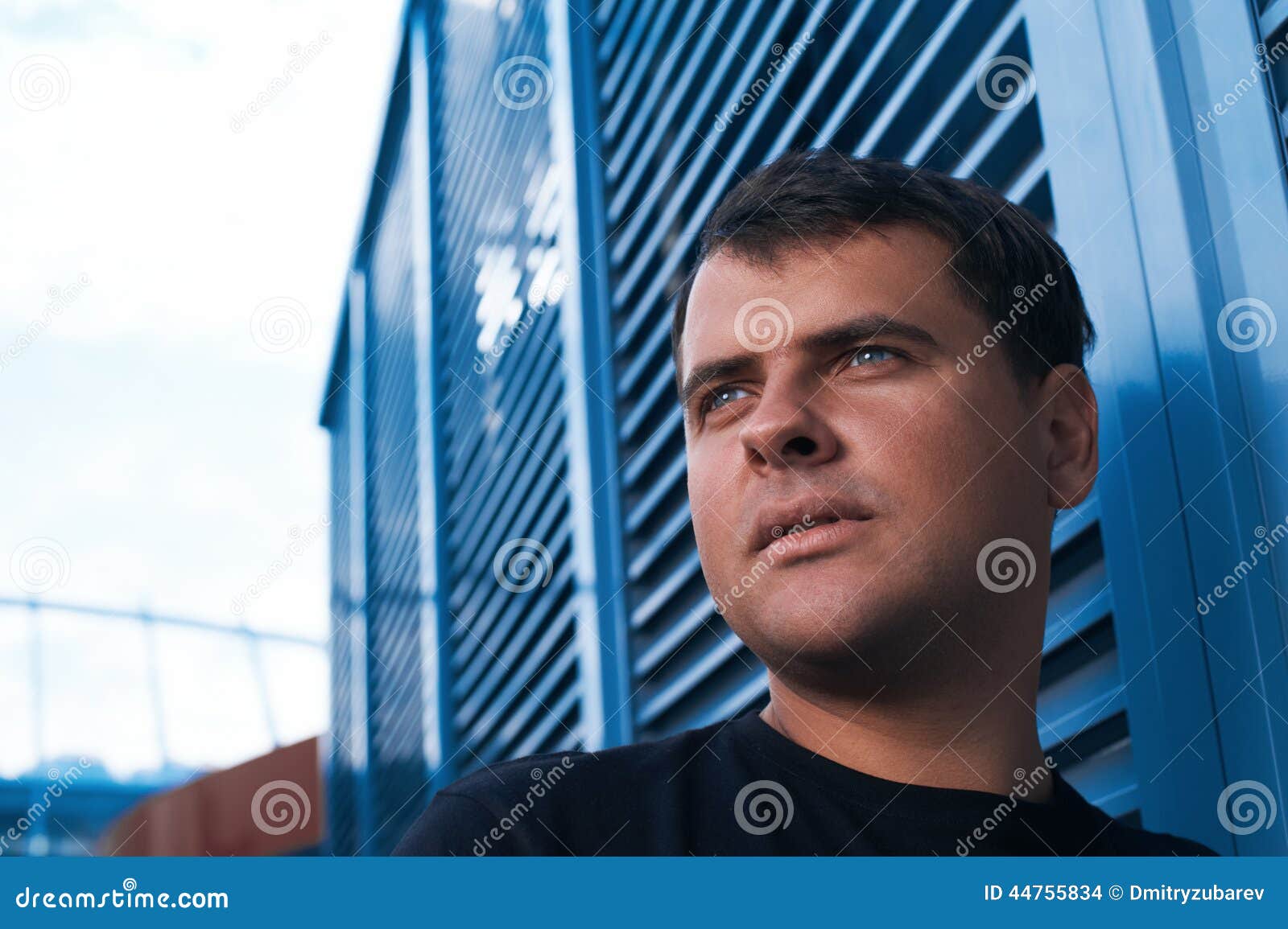 Portrait of white guy stock photo. Image of human, blue 44755834