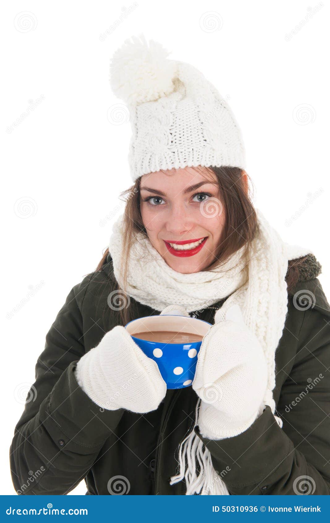 Portrait Winter Girl with Hot Chocolate Stock Photo - Image of season ...