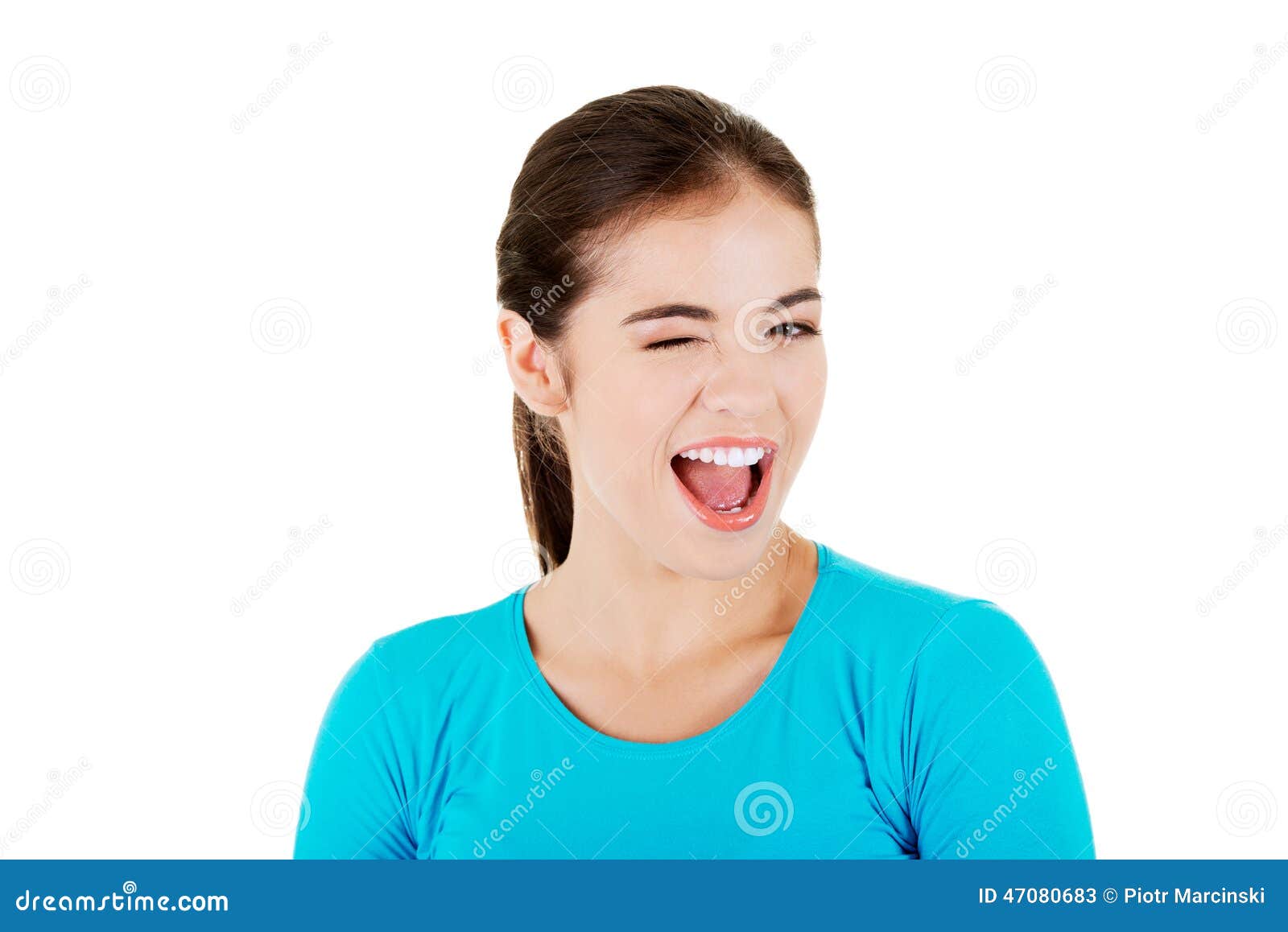 Portrait of a Woman Blinks Her Eye Stock Image - Image of smile, look ...