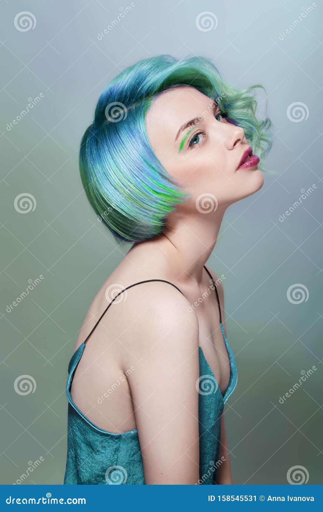 Portrait of a Woman with Bright Colored Flying Hair, All Shades of Blue Purple. Hair Coloring, Beautiful Lips and Makeup Stock Image - Image of haircut, green: 158545531 Portrait of a Woman with Bright Colored Flying Hair, All Shades of Blue Purple. Hair Coloring, Beautiful Lips and Makeup Stock Image - Image of haircut, green: 158545531