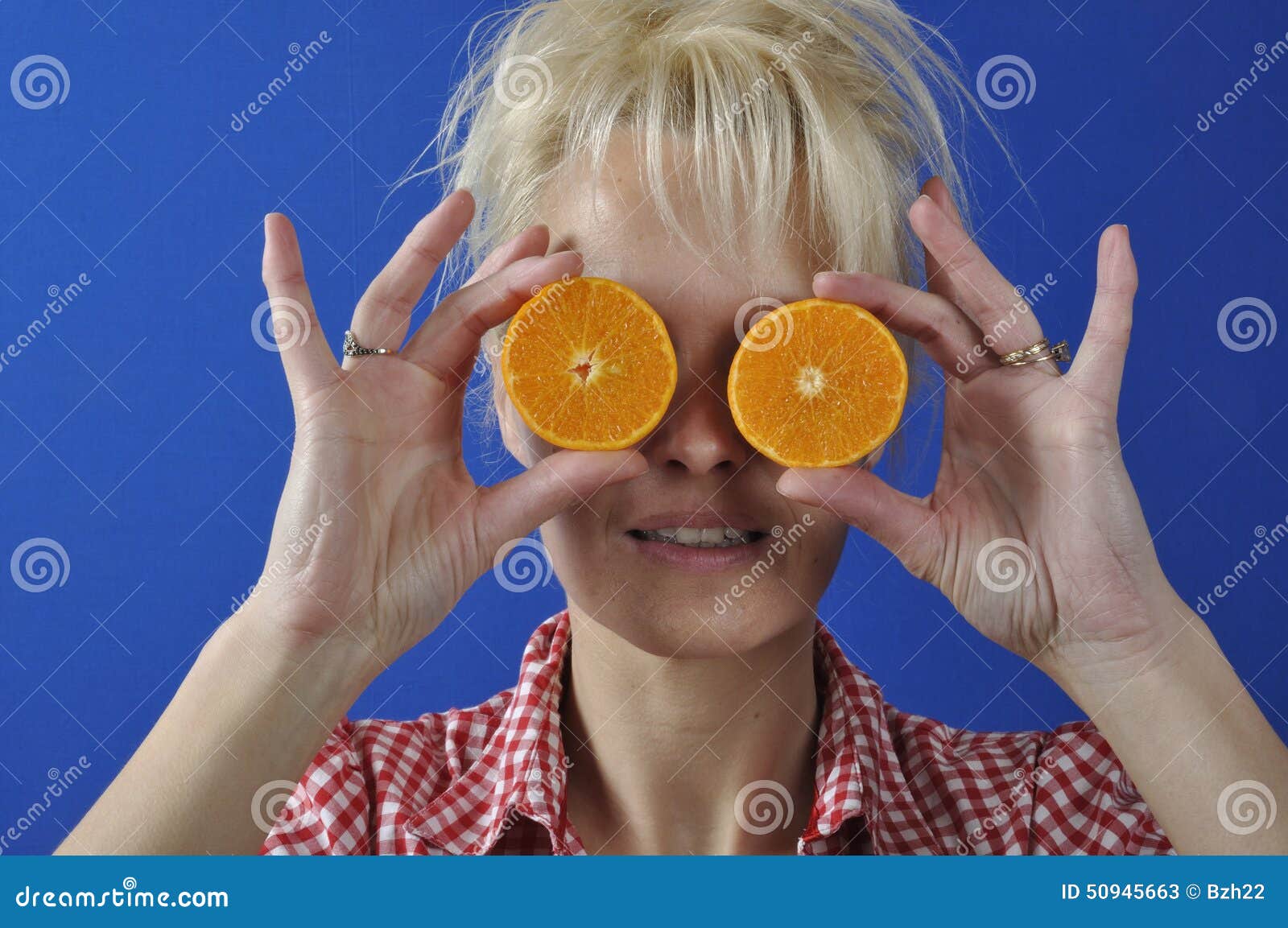 Portrait of Woman with a Clementine Stock Image Image of health
