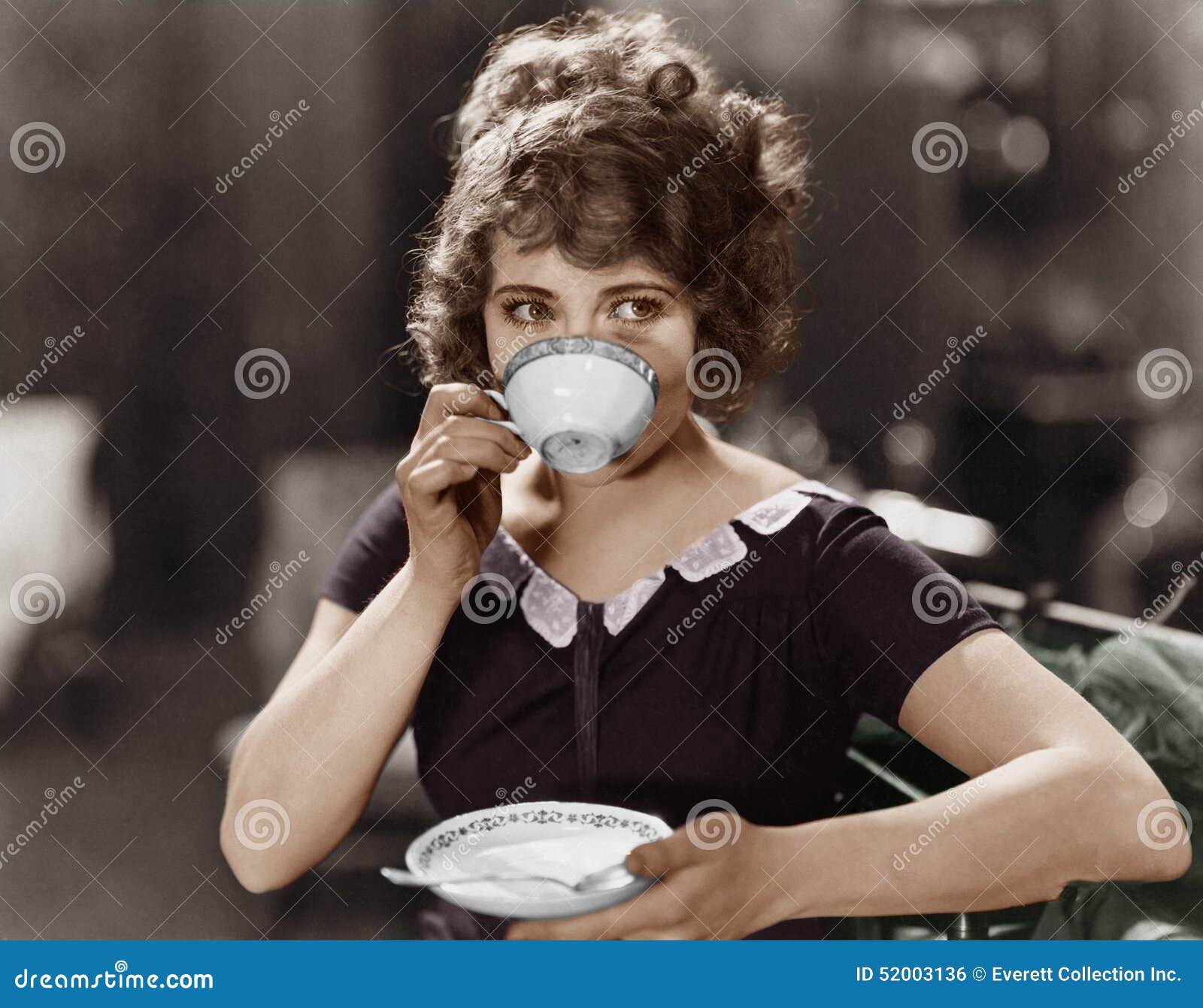 Portrait of Woman Drinking from Teacup Stock Photo Image of beverage