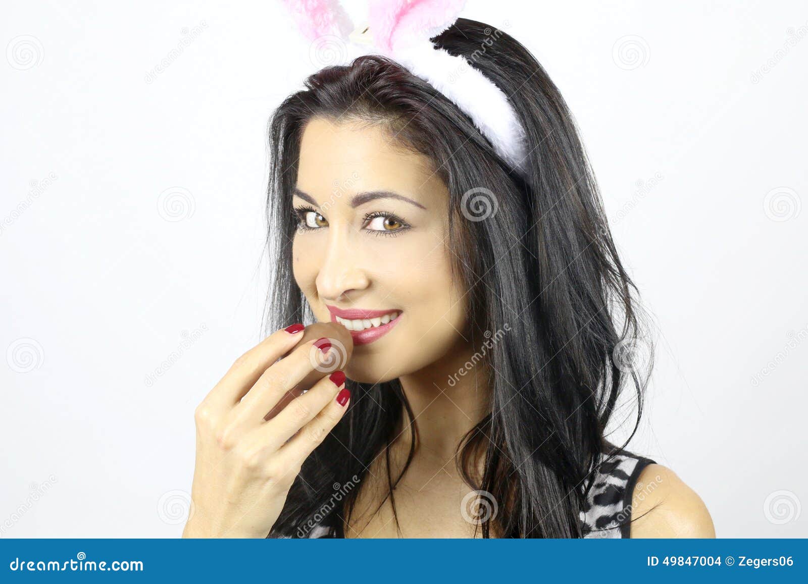 Portrait of a Woman Eating an Easter Egg Stock Photo Image of ears