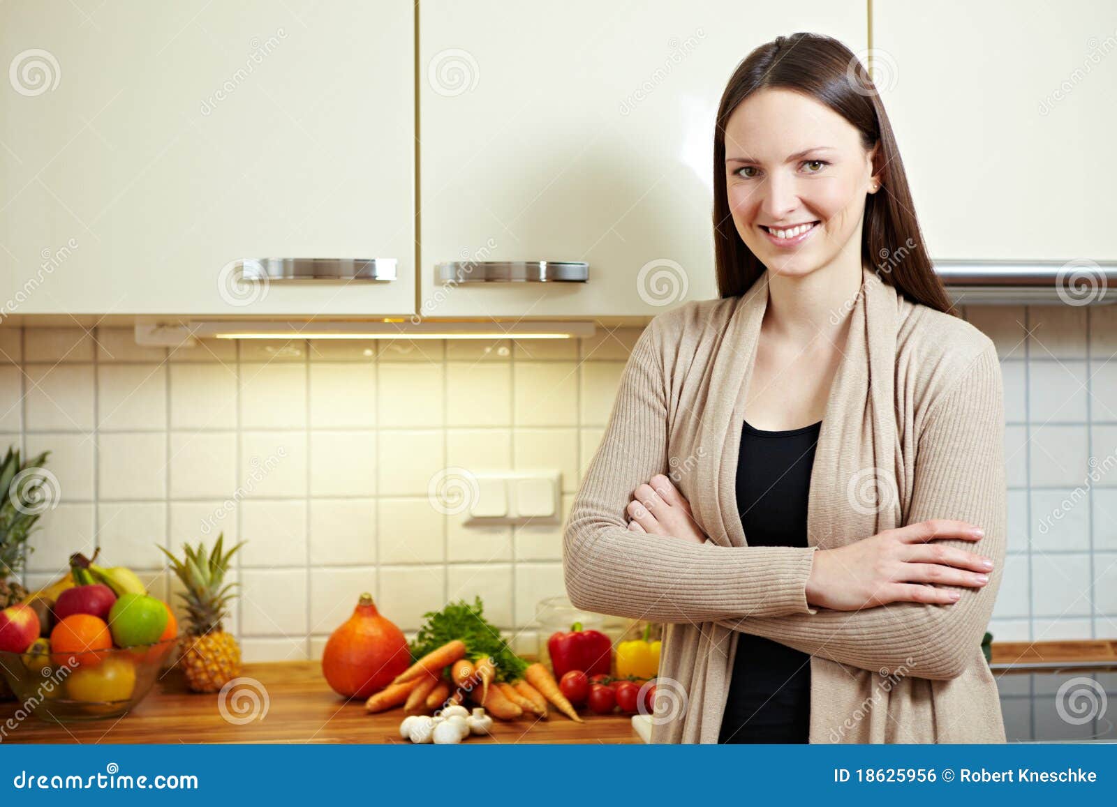 Portrait of Woman in Kitchen Stock Photo Image of organic