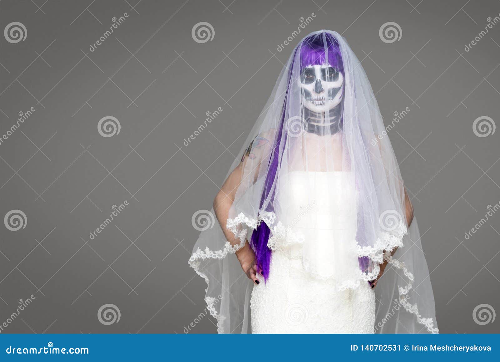 Portrait Of Woman Looks At The Camera With Terrifying Halloween