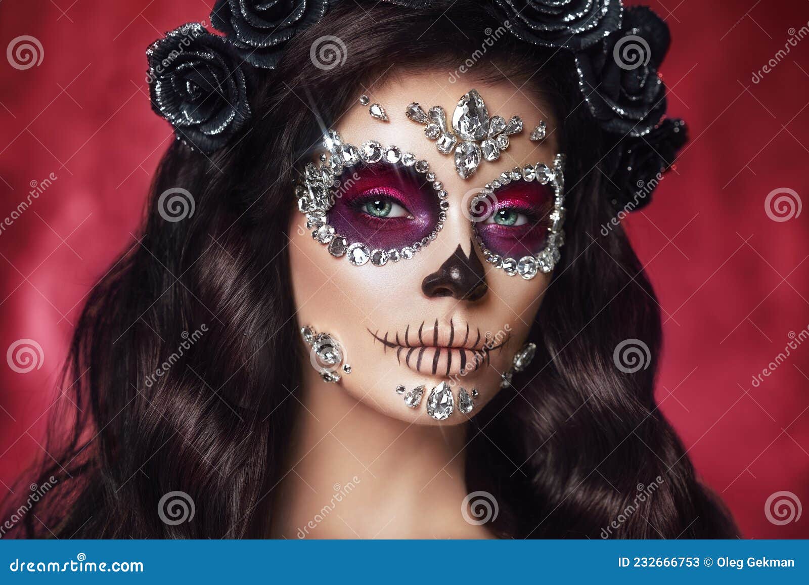 of Woman Makeup Sugar Stock Image - Image of halloween, face: 232666753