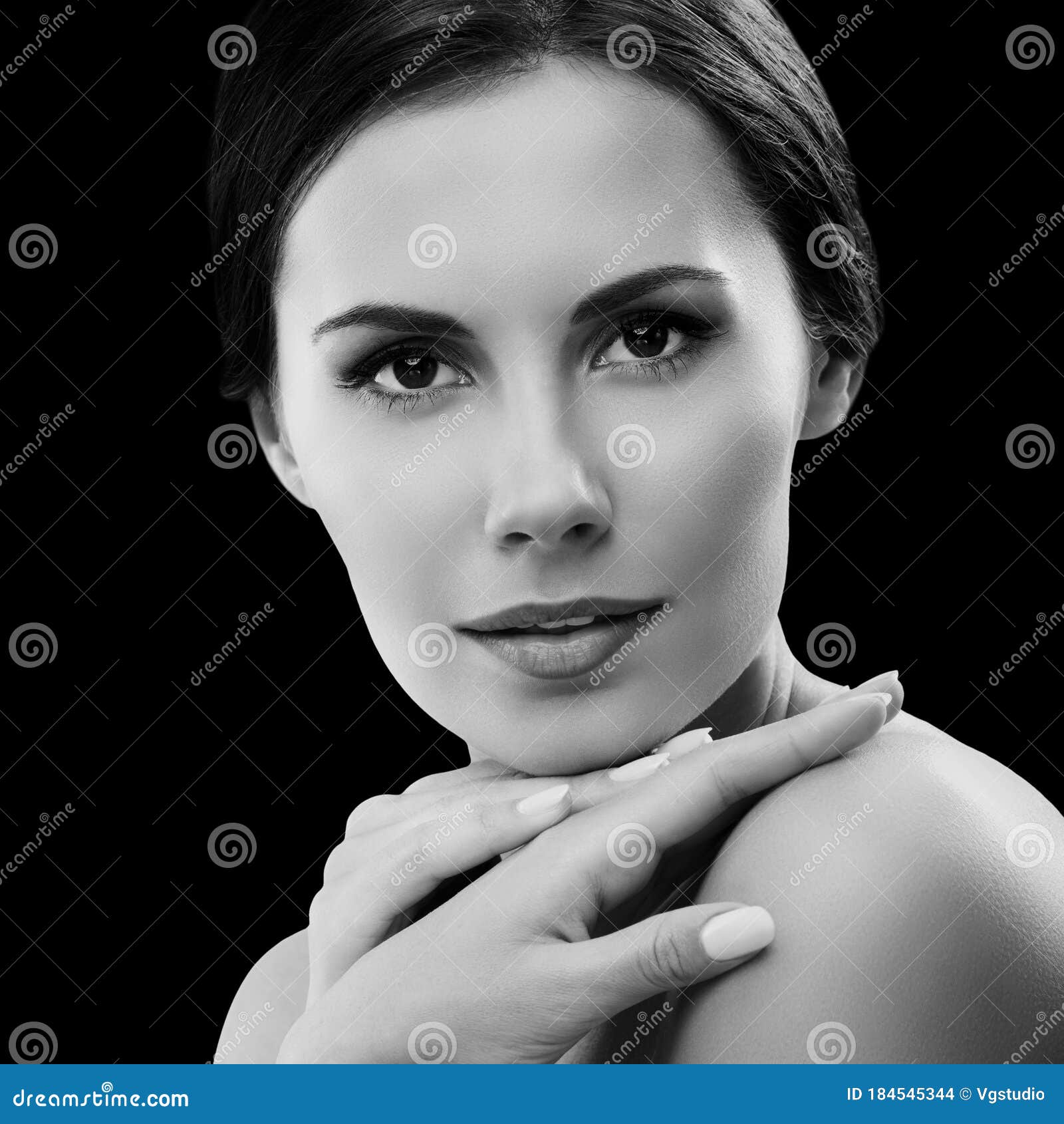 Portrait Of Woman With Naked Shoulders Stock Photo - Image 