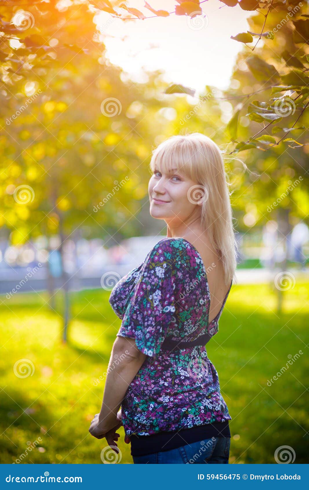 Portrait of woman in park stock image. Image of person - 59456475